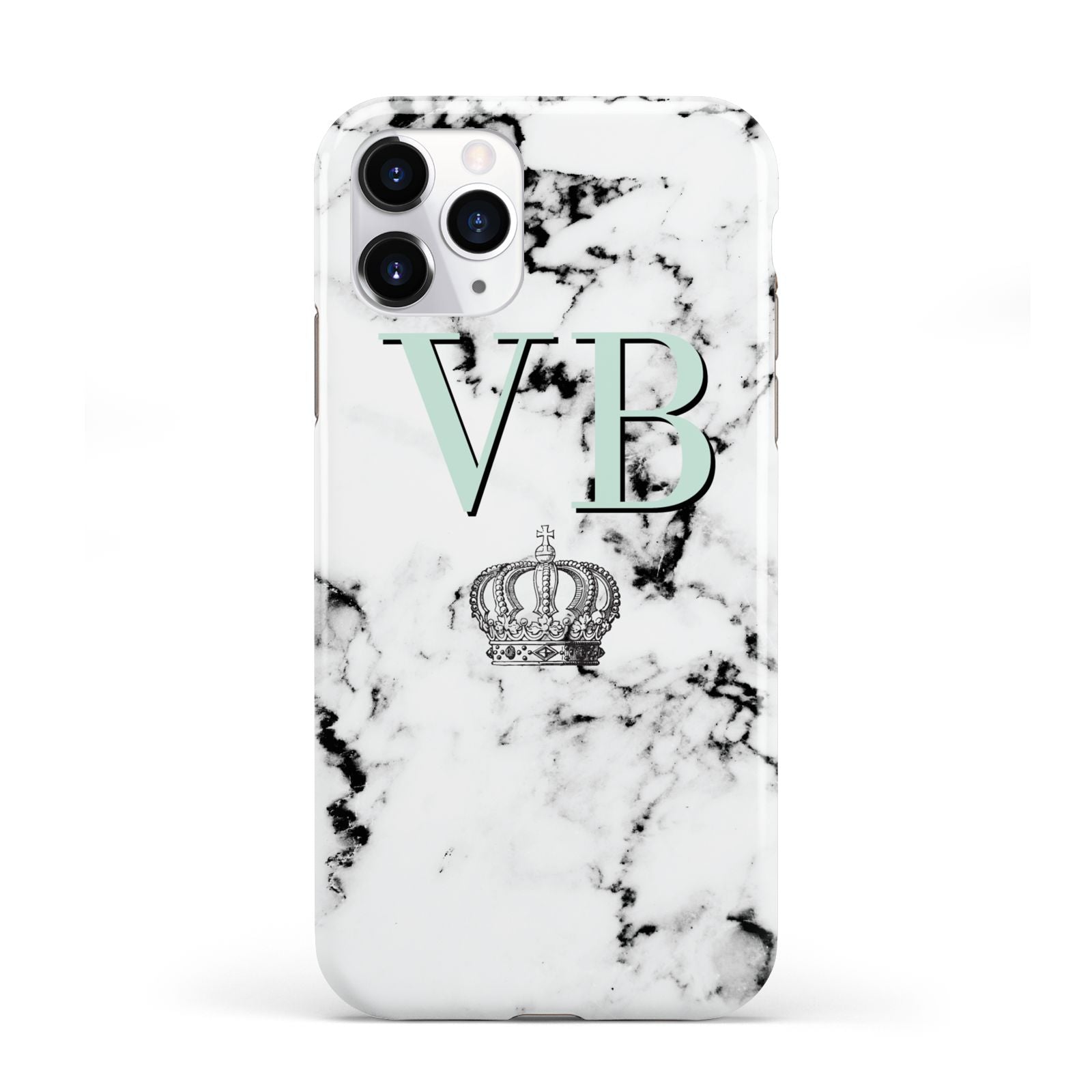 Personalised Mint Crown Initials Marble iPhone 11 Pro 3D Tough Case