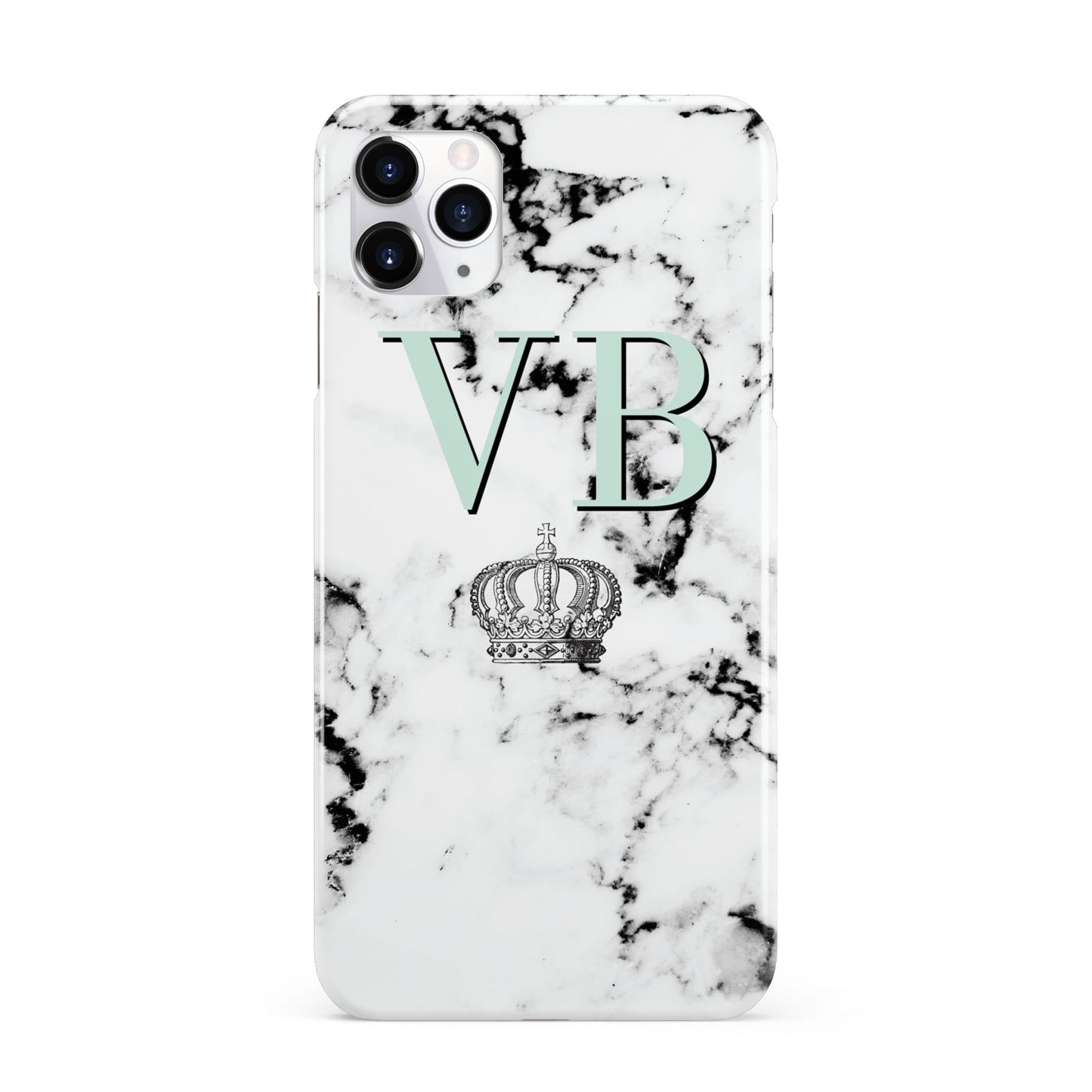 Personalised Mint Crown Initials Marble iPhone 11 Pro Max 3D Snap Case