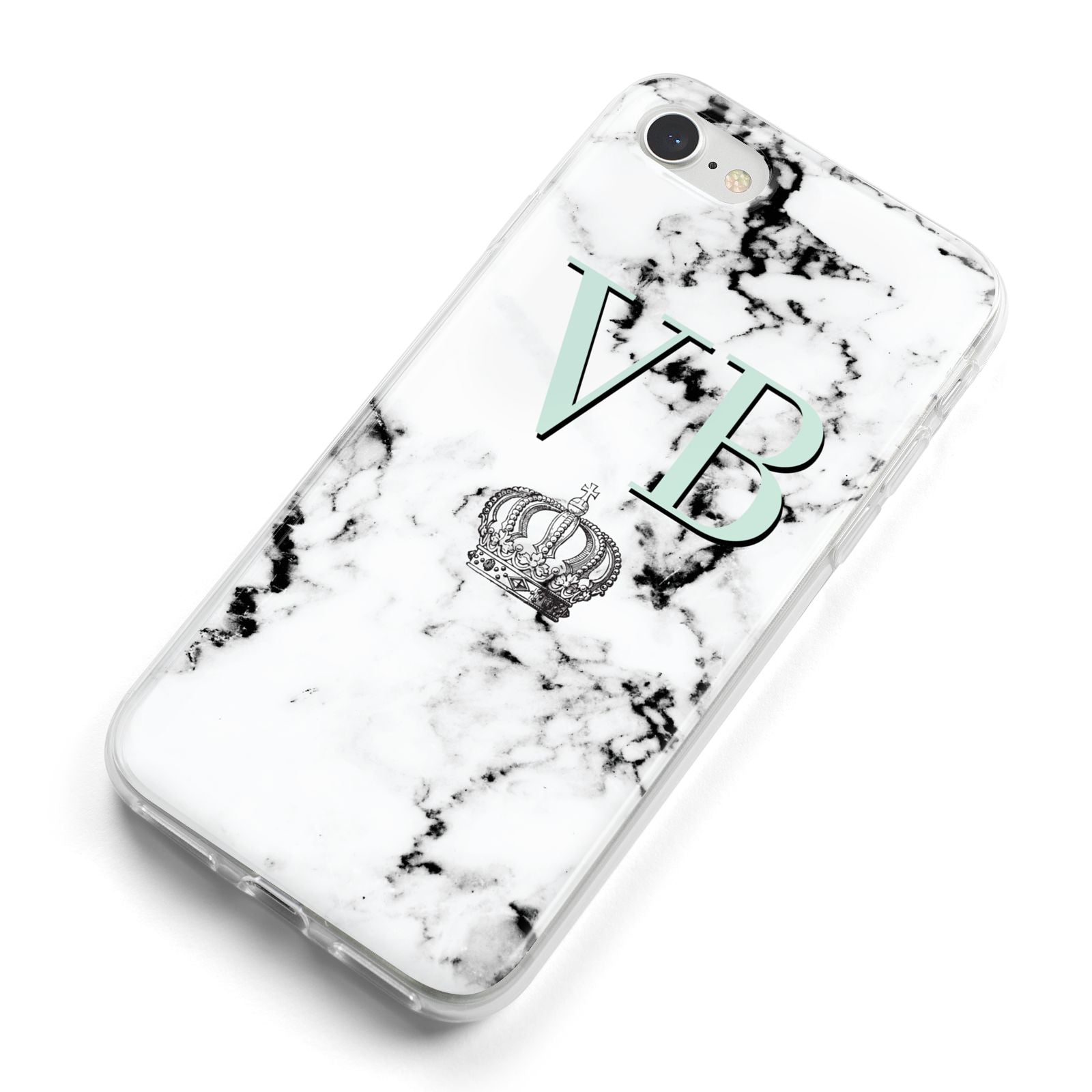 Personalised Mint Crown Initials Marble iPhone 8 Bumper Case on Silver iPhone Alternative Image