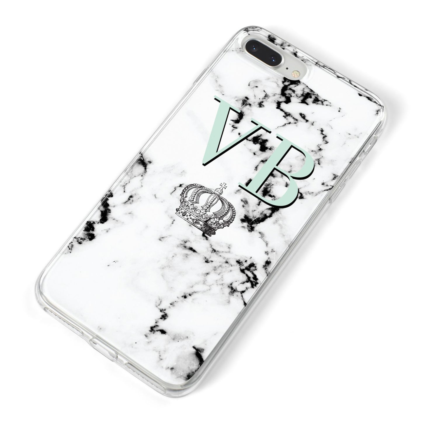 Personalised Mint Crown Initials Marble iPhone 8 Plus Bumper Case on Silver iPhone Alternative Image