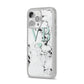 Personalised Mint Initialled Marble Heart iPhone 14 Pro Max Clear Tough Case Silver Angled Image