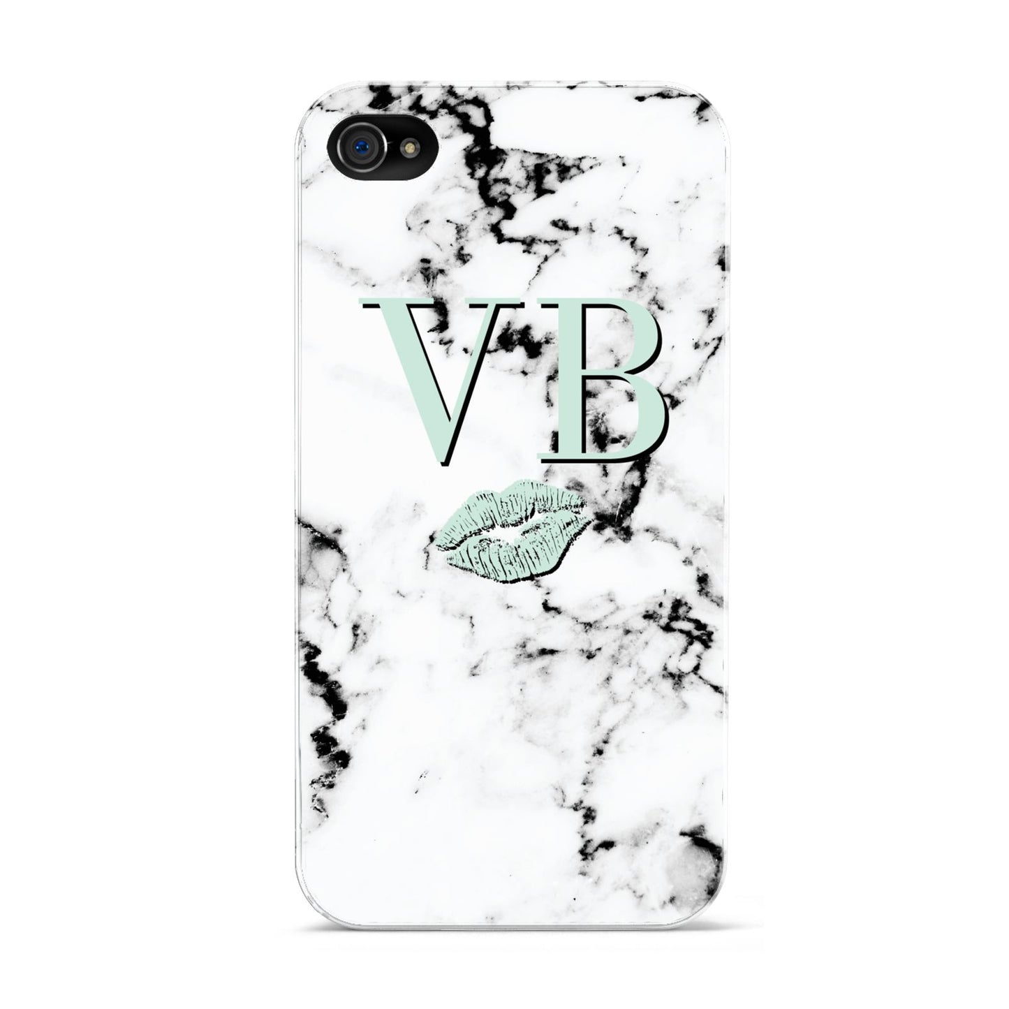 Personalised Mint Lips Initials Marble Apple iPhone 4s Case