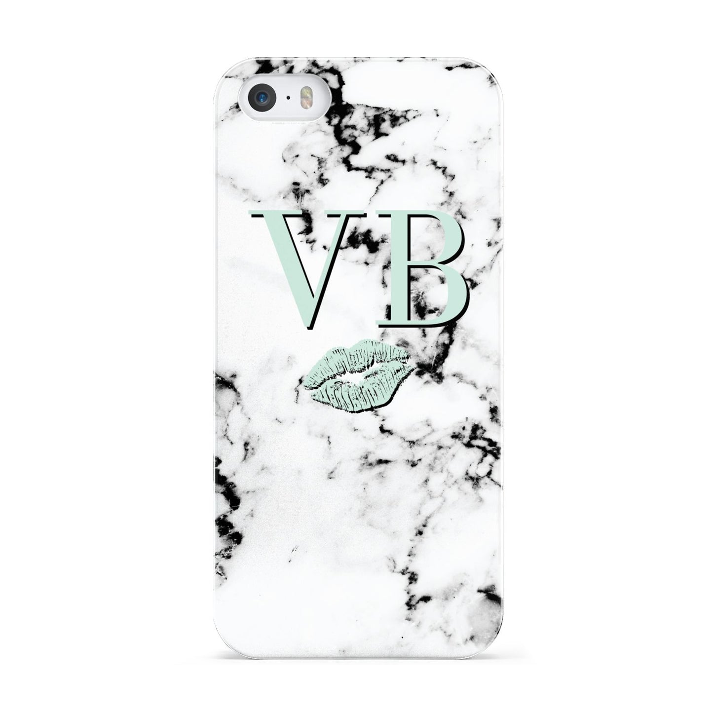 Personalised Mint Lips Initials Marble Apple iPhone 5 Case