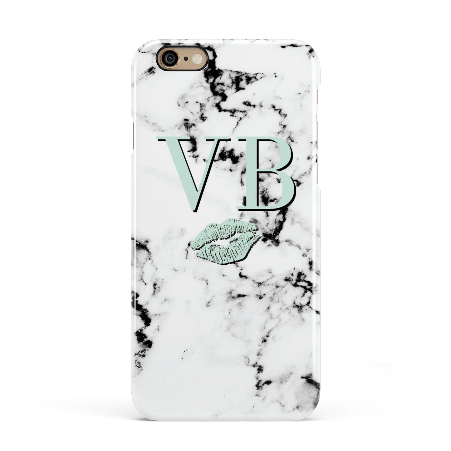 Personalised Mint Lips Initials Marble Apple iPhone 6 3D Snap Case