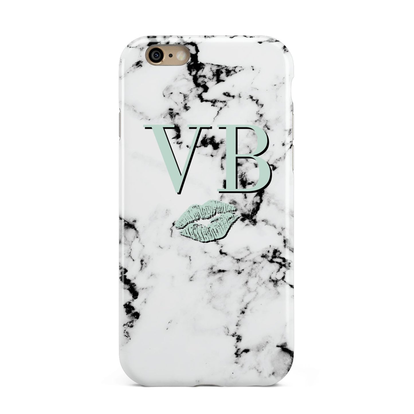 Personalised Mint Lips Initials Marble Apple iPhone 6 3D Tough Case