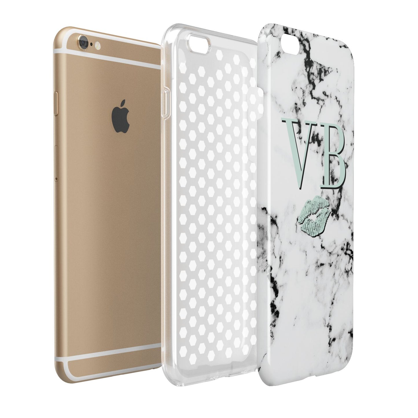 Personalised Mint Lips Initials Marble Apple iPhone 6 Plus 3D Tough Case Expand Detail Image