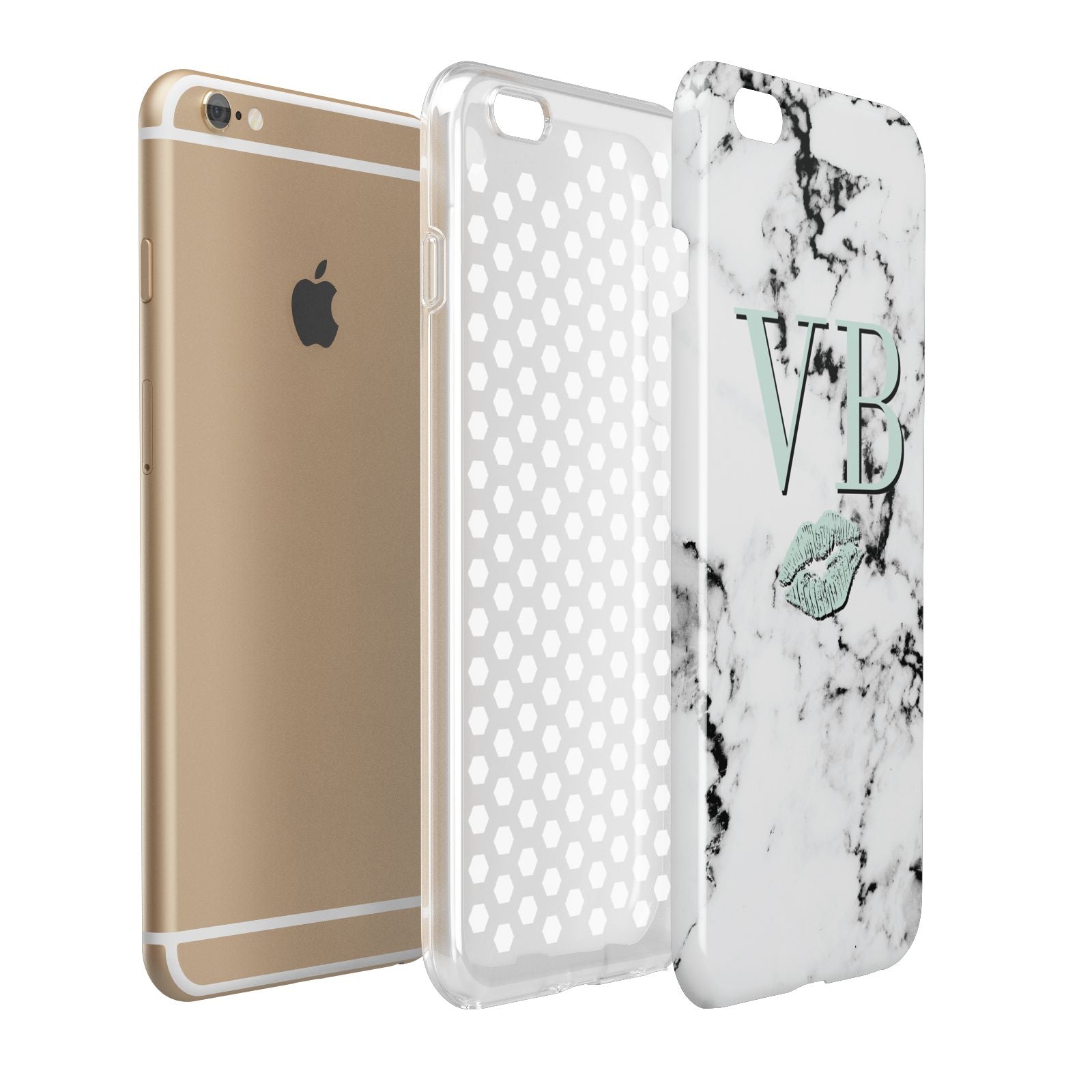 Personalised Mint Lips Initials Marble Apple iPhone 6 Plus 3D Tough Case