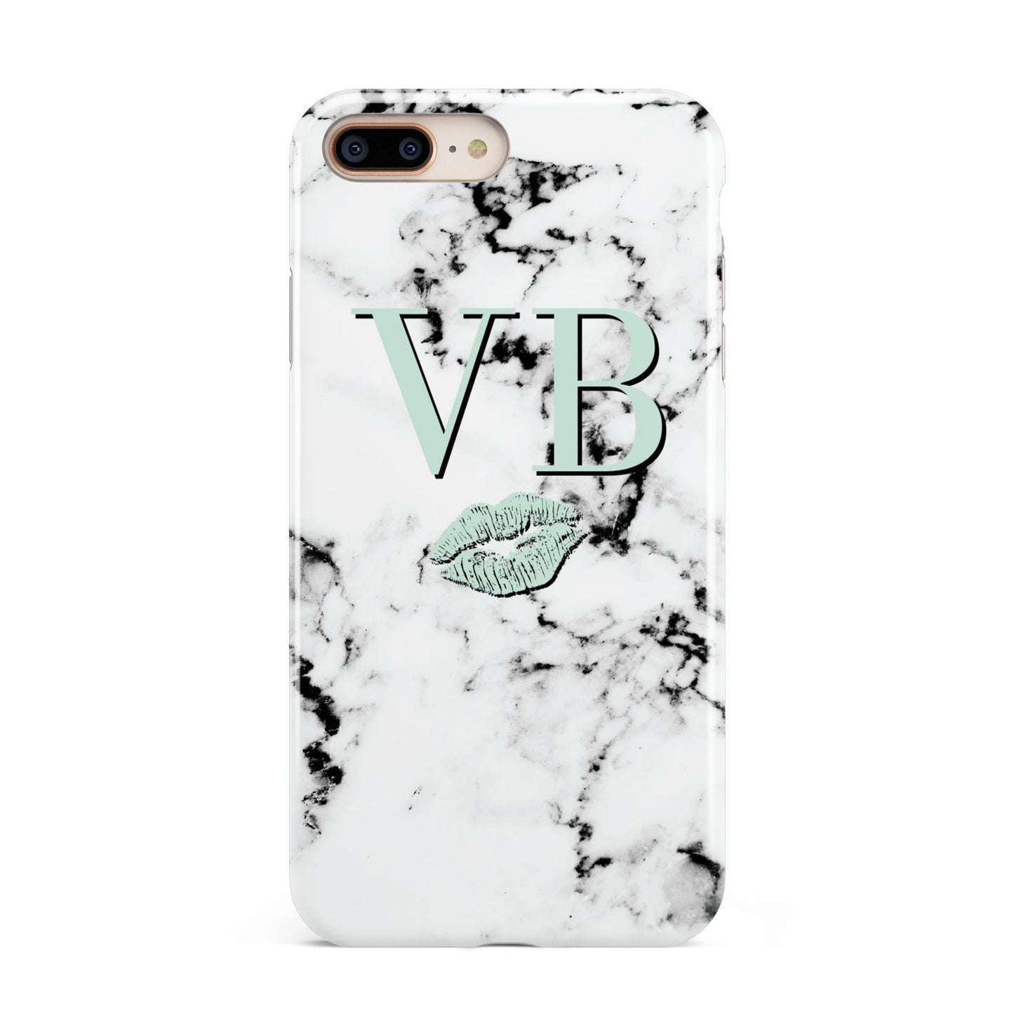 Personalised Mint Lips Initials Marble Apple iPhone 7 8 Plus 3D Tough Case