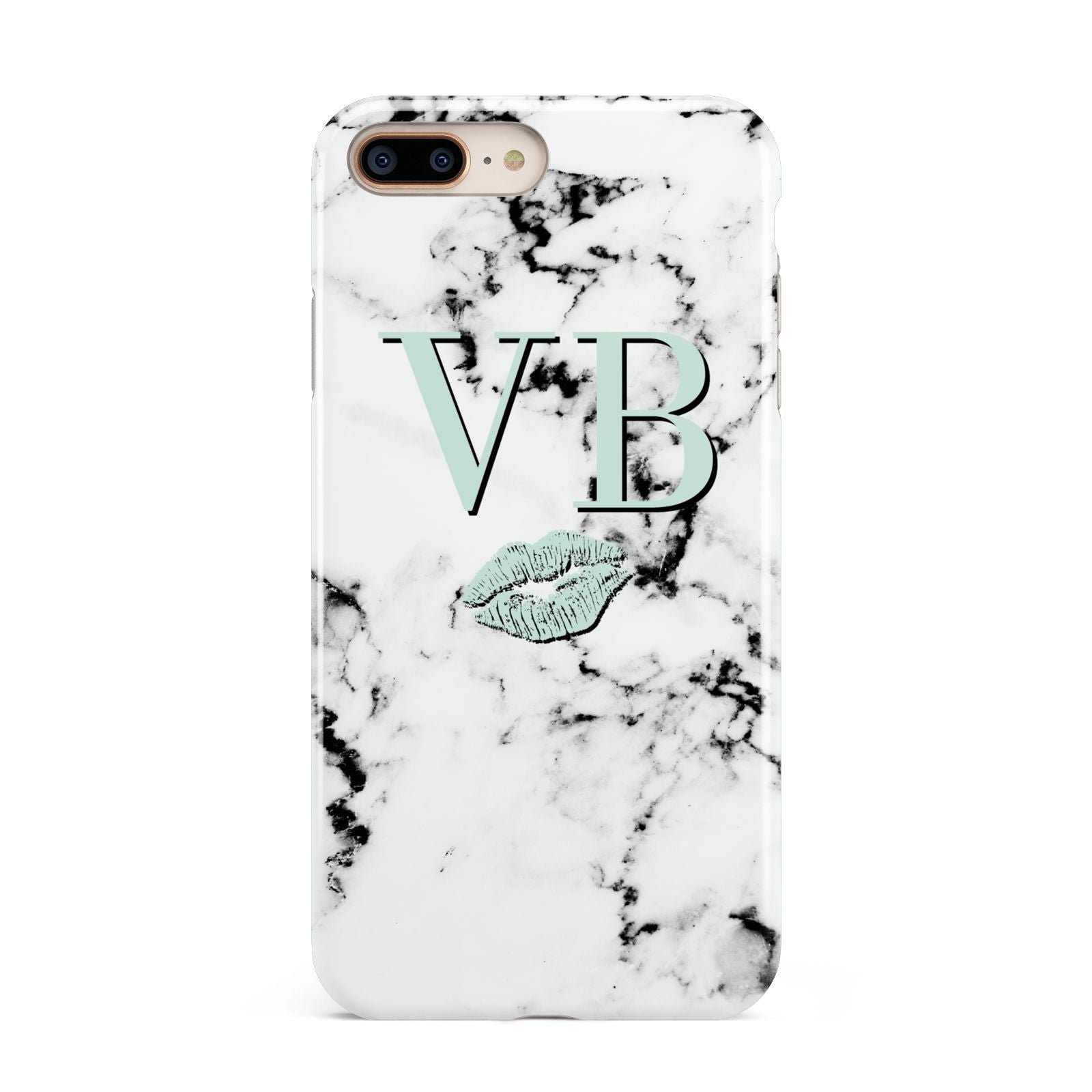 Personalised Mint Lips Initials Marble Apple iPhone 7 8 Plus 3D Tough Case