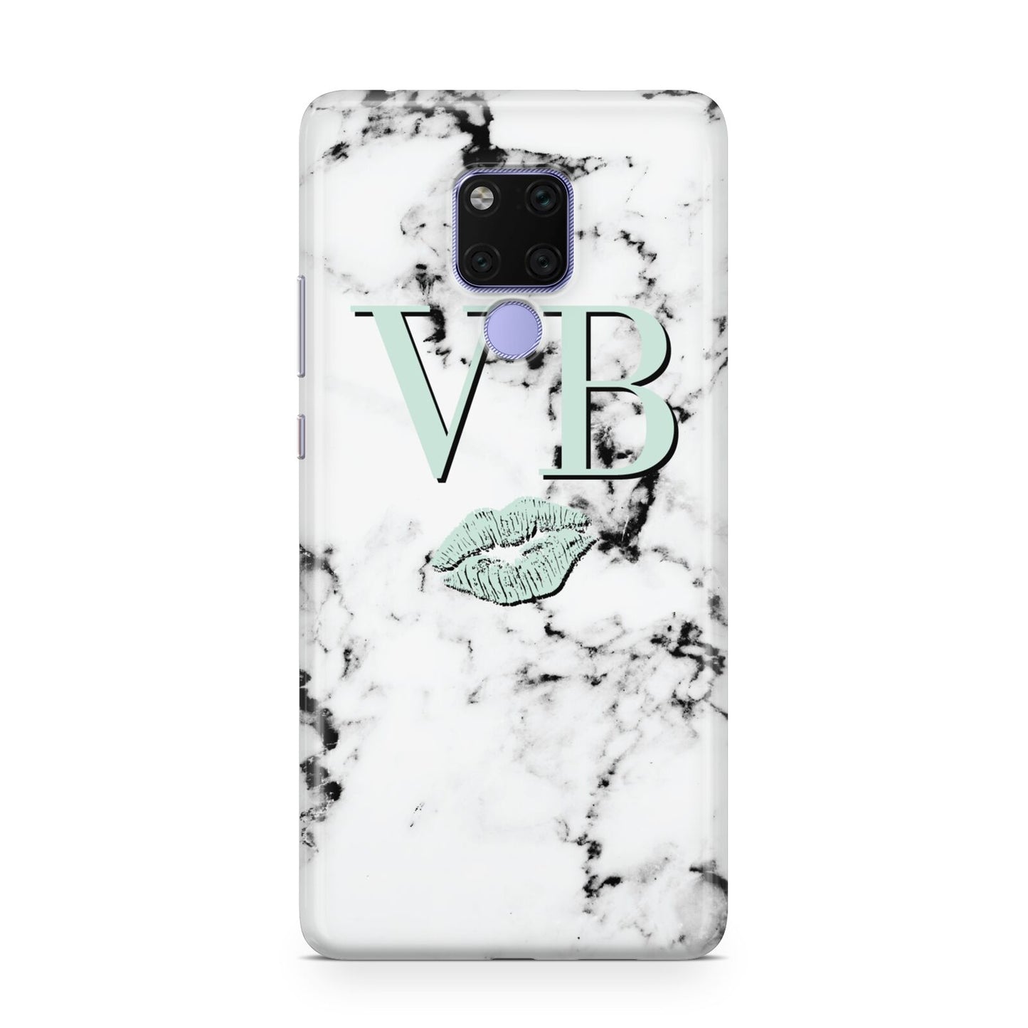 Personalised Mint Lips Initials Marble Huawei Mate 20X Phone Case