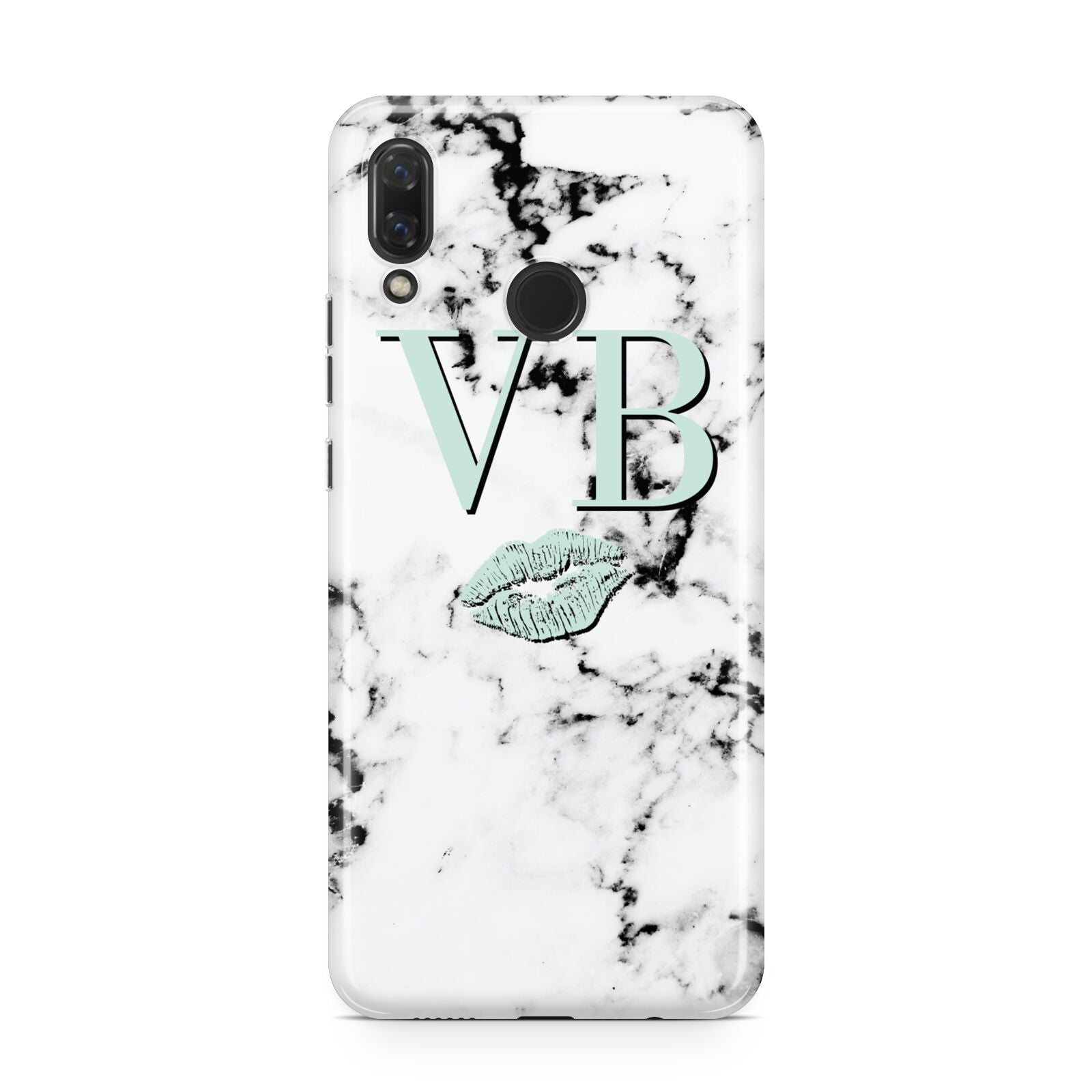 Personalised Mint Lips Initials Marble Huawei Nova 3 Phone Case