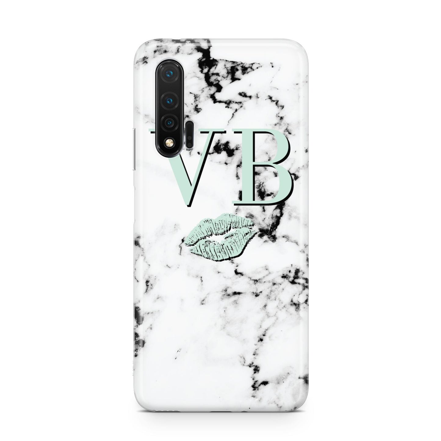 Personalised Mint Lips Initials Marble Huawei Nova 6 Phone Case