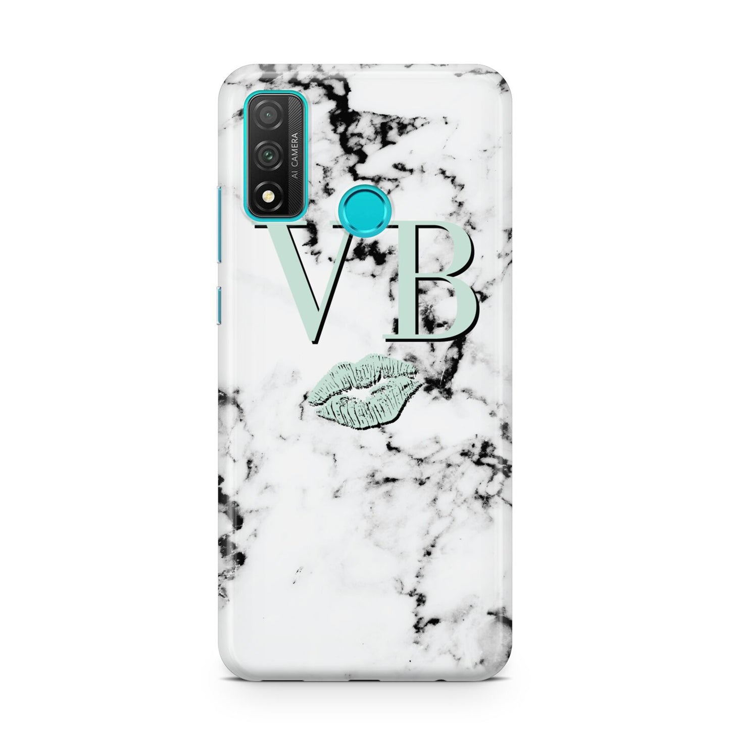 Personalised Mint Lips Initials Marble Huawei P Smart 2020