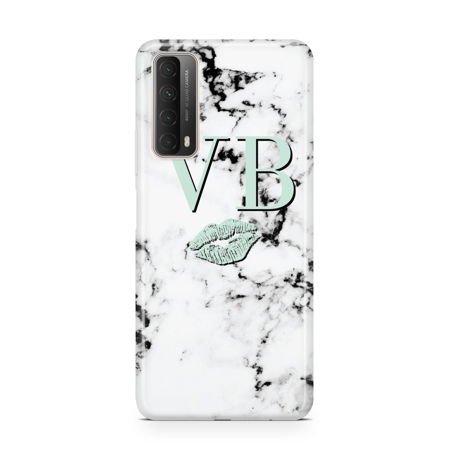 Personalised Mint Lips Initials Marble Huawei P Smart 2021