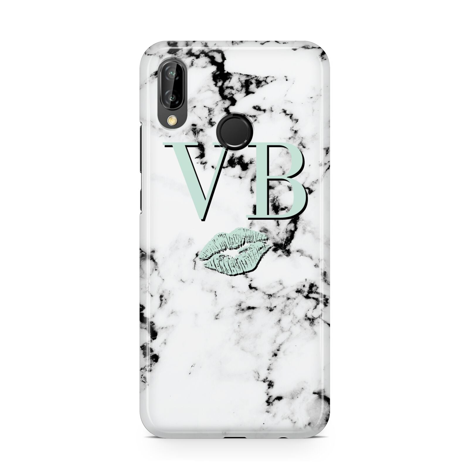 Personalised Mint Lips Initials Marble Huawei P20 Lite Phone Case