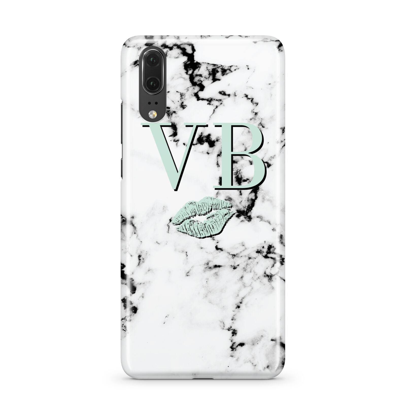 Personalised Mint Lips Initials Marble Huawei P20 Phone Case