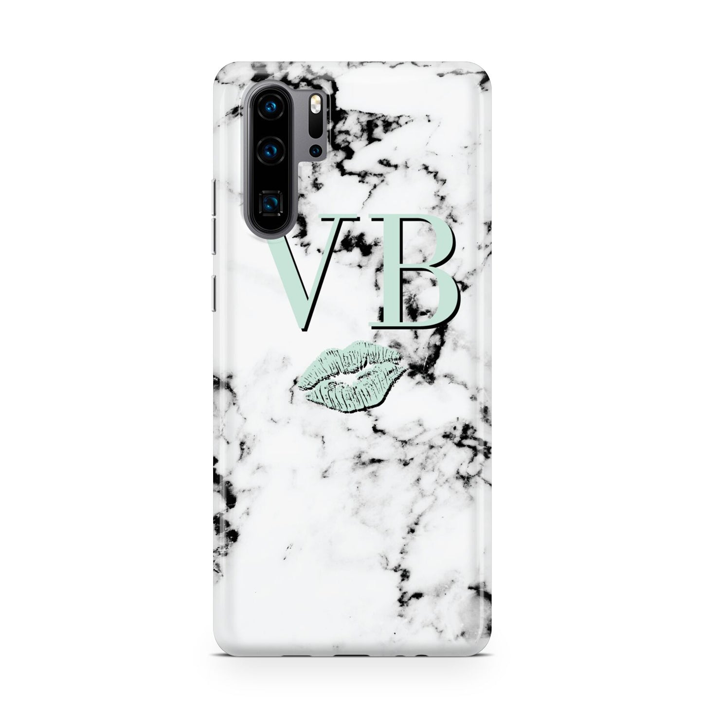 Personalised Mint Lips Initials Marble Huawei P30 Pro Phone Case