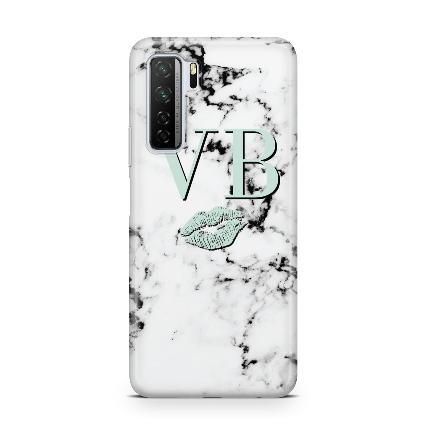 Personalised Mint Lips Initials Marble Huawei P40 Lite 5G Phone Case