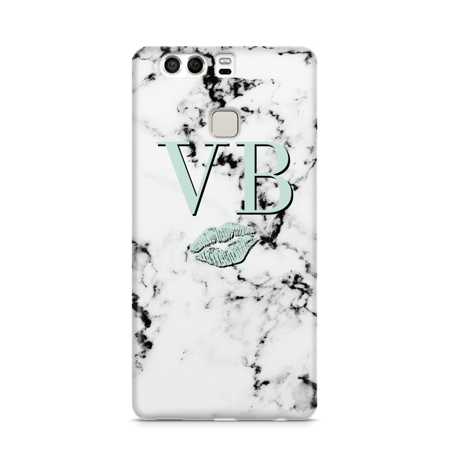 Personalised Mint Lips Initials Marble Huawei P9 Case