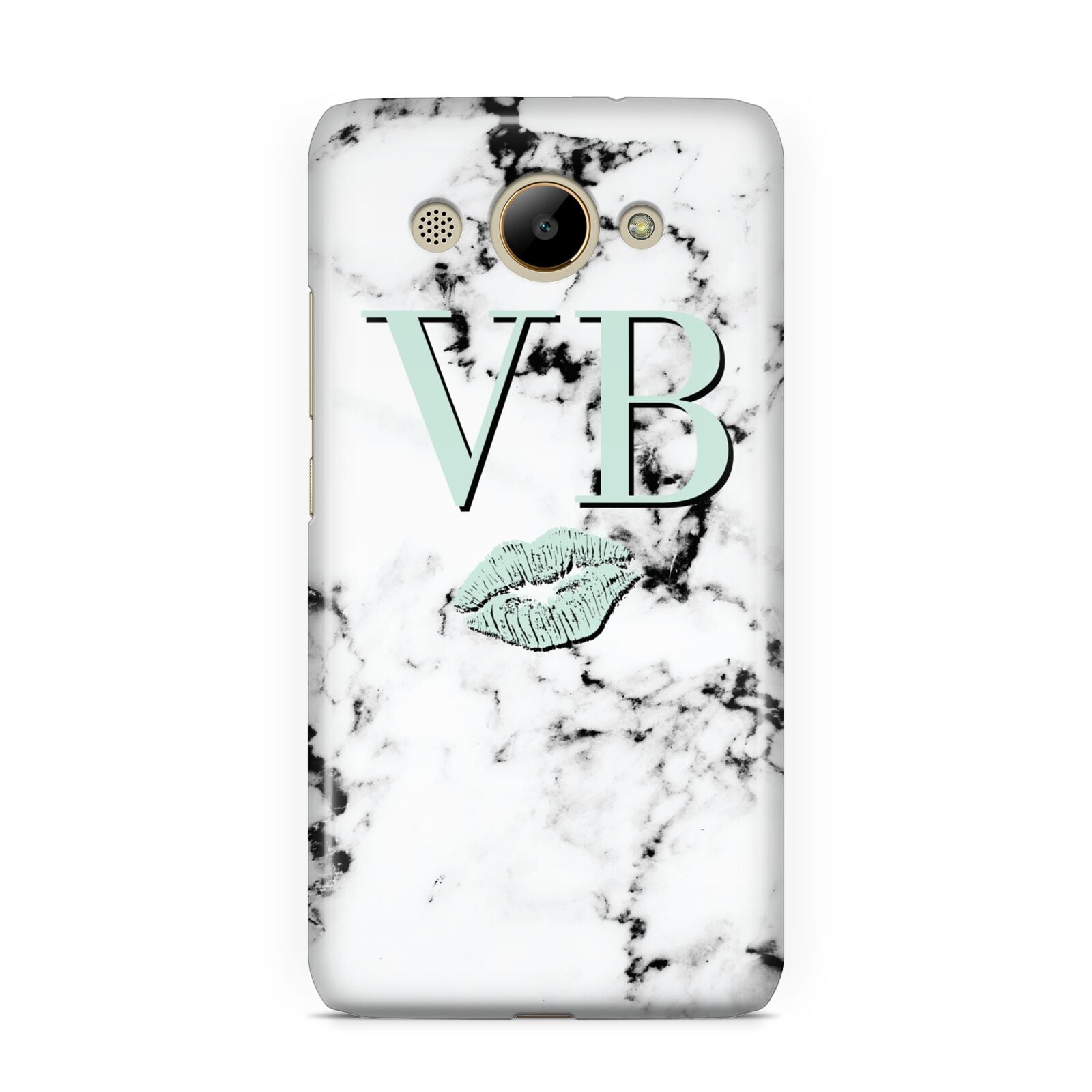 Personalised Mint Lips Initials Marble Huawei Y3 2017