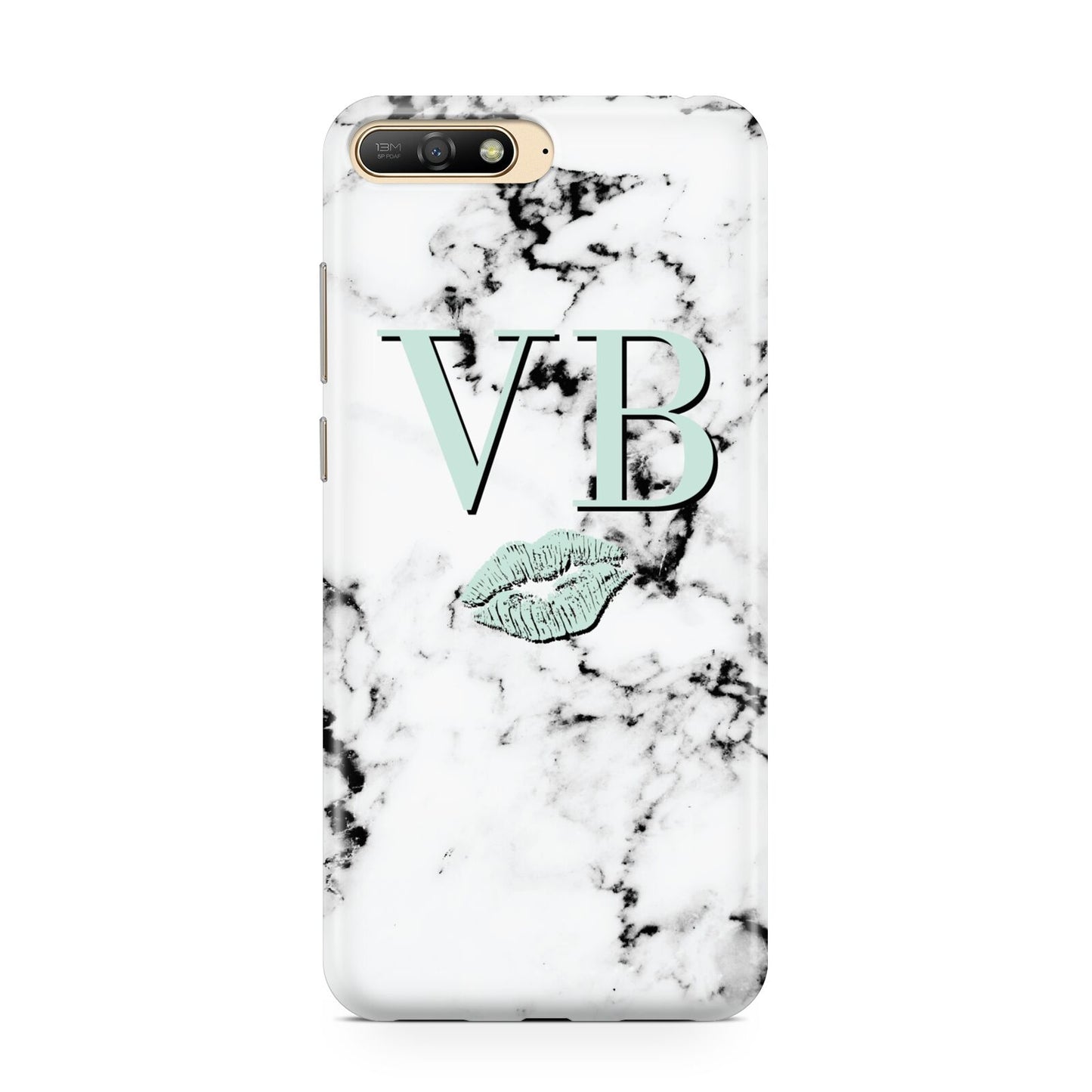 Personalised Mint Lips Initials Marble Huawei Y6 2018