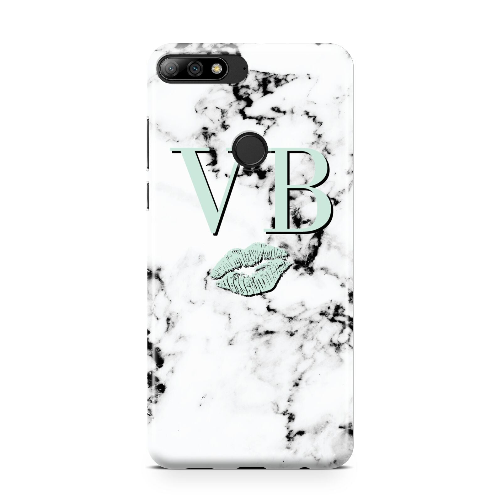 Personalised Mint Lips Initials Marble Huawei Y7 2018