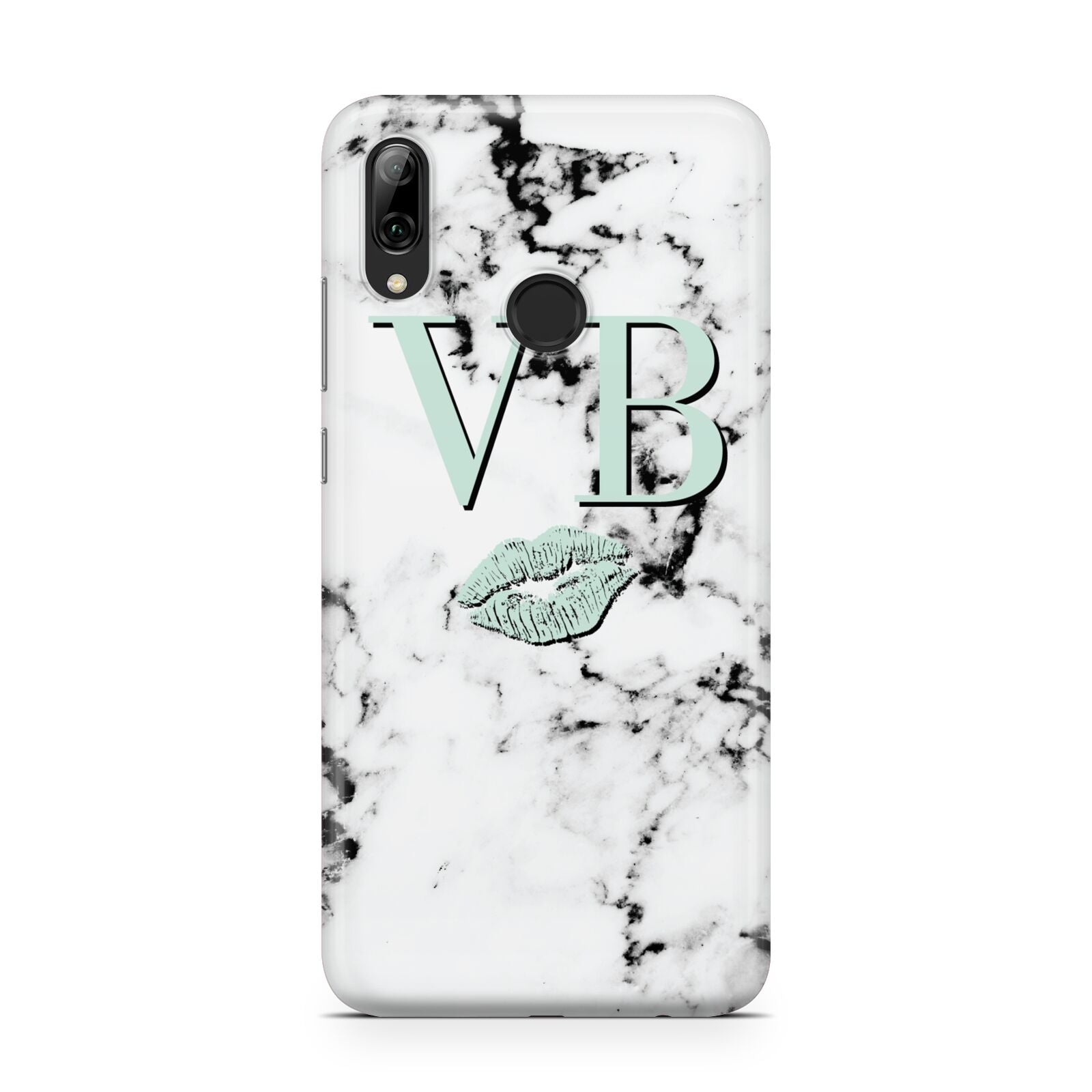 Personalised Mint Lips Initials Marble Huawei Y7 2019