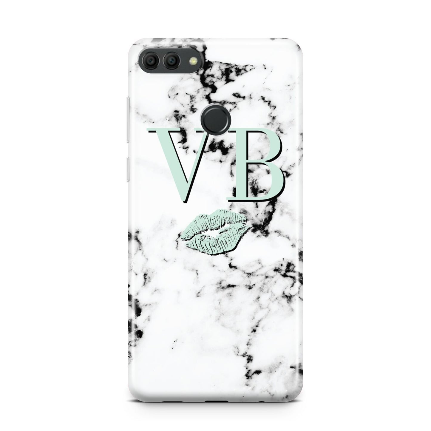 Personalised Mint Lips Initials Marble Huawei Y9 2018