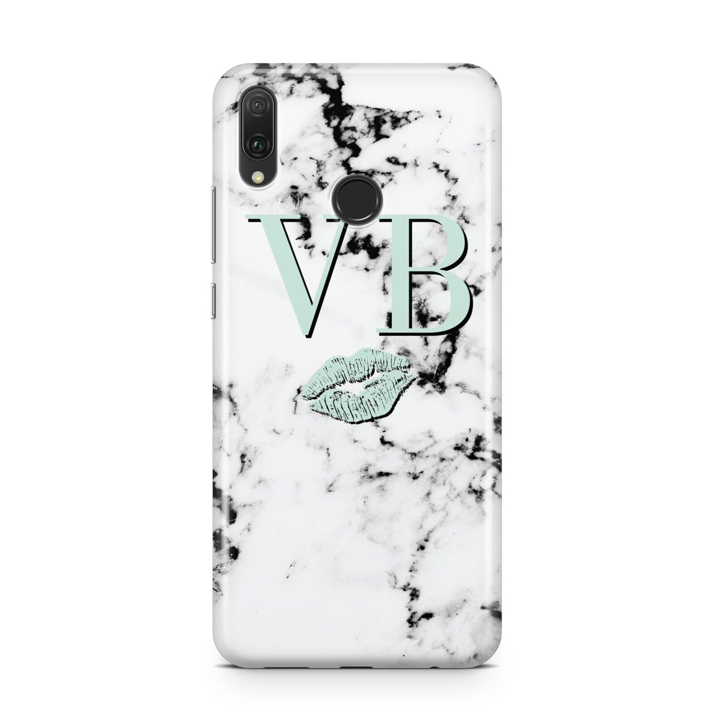 Personalised Mint Lips Initials Marble Huawei Y9 2019