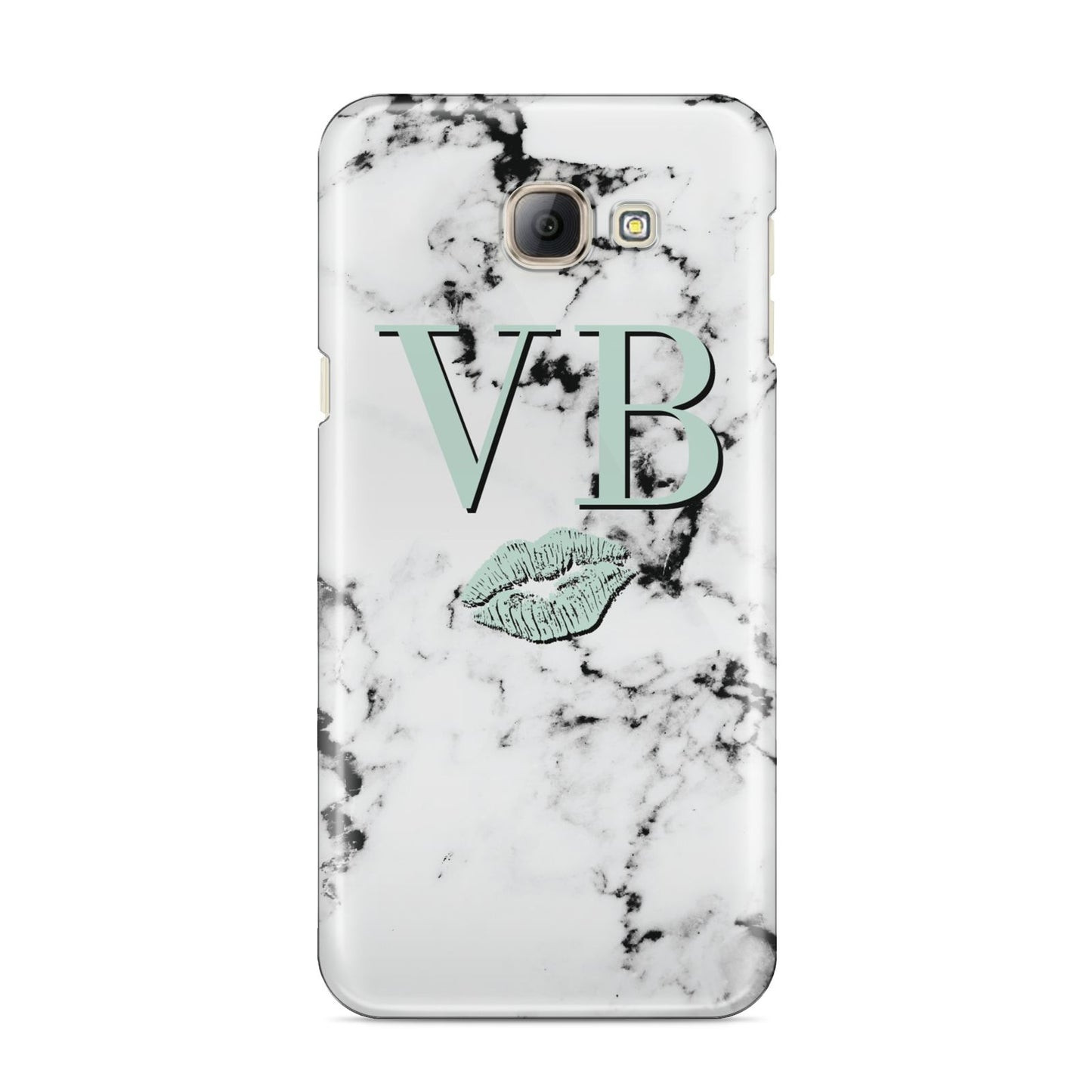 Personalised Mint Lips Initials Marble Samsung Galaxy A8 2016 Case