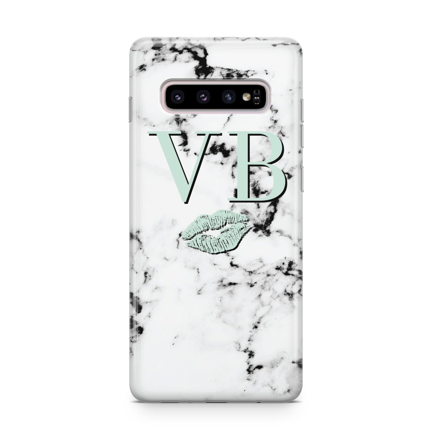 Personalised Mint Lips Initials Marble Samsung Galaxy S10 Plus Case