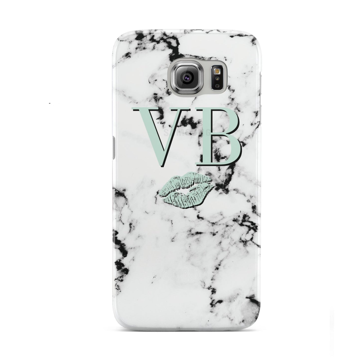 Personalised Mint Lips Initials Marble Samsung Galaxy S6 Case