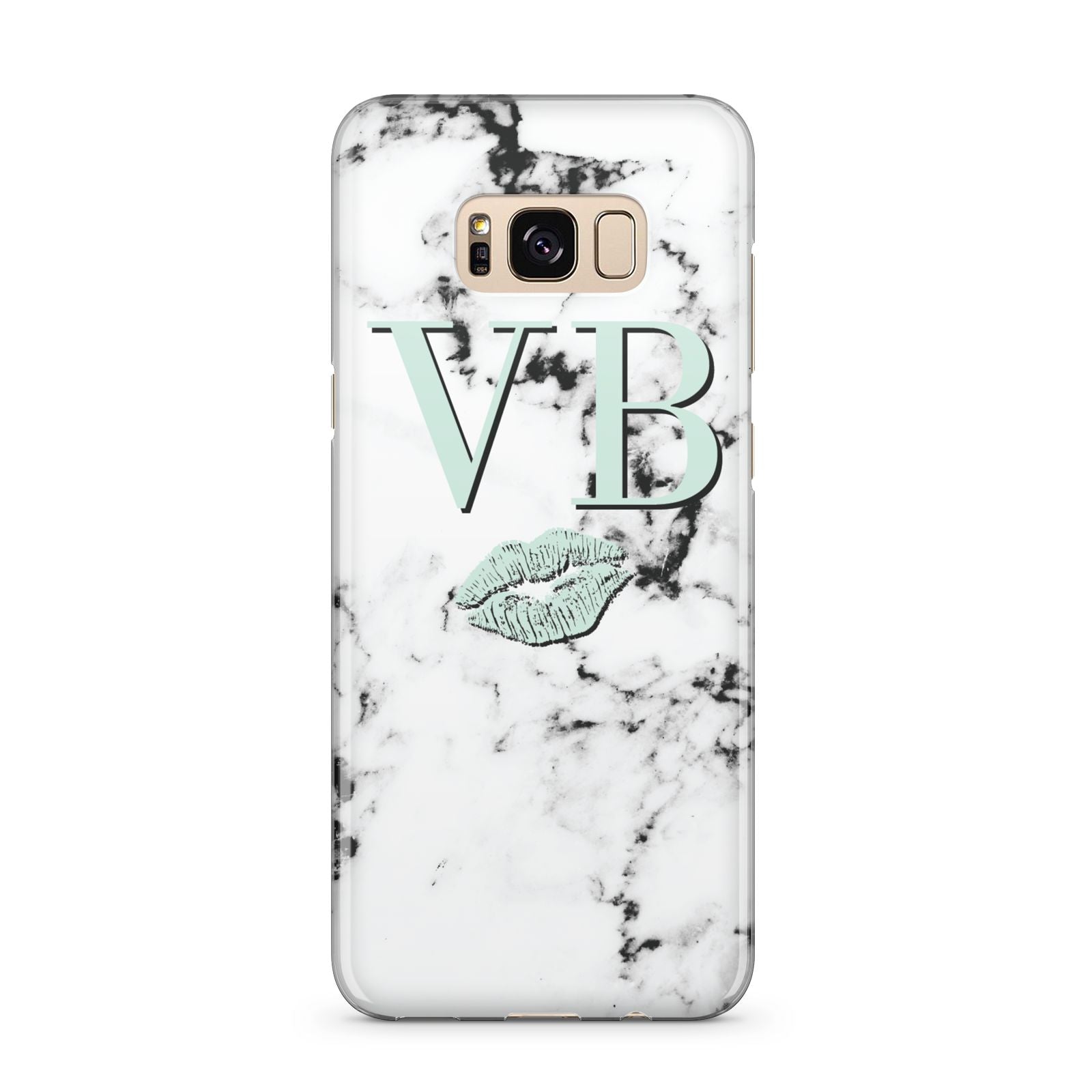 Personalised Mint Lips Initials Marble Samsung Galaxy S8 Plus Case