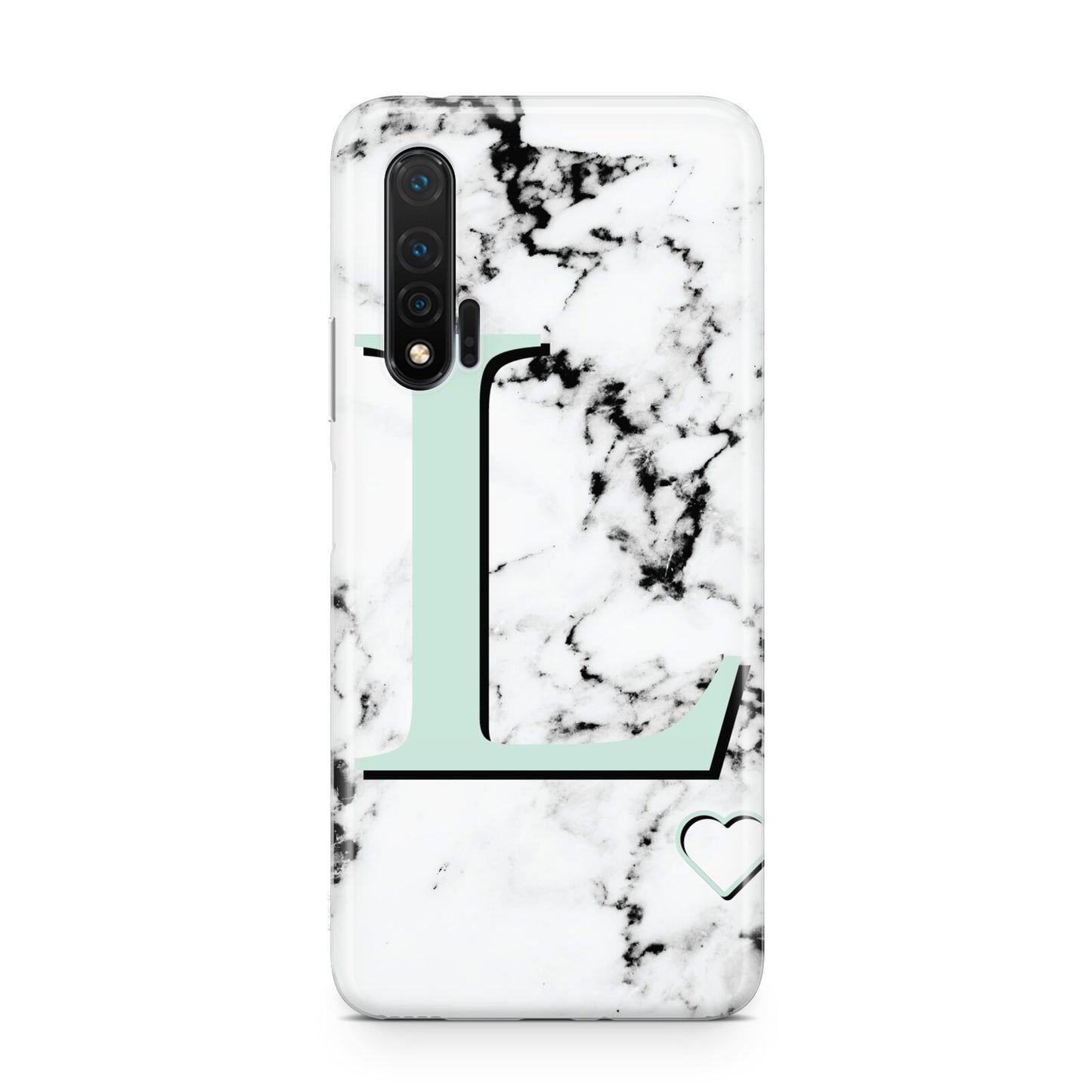 Personalised Mint Monogram Marble Heart Huawei Nova 6 Phone Case