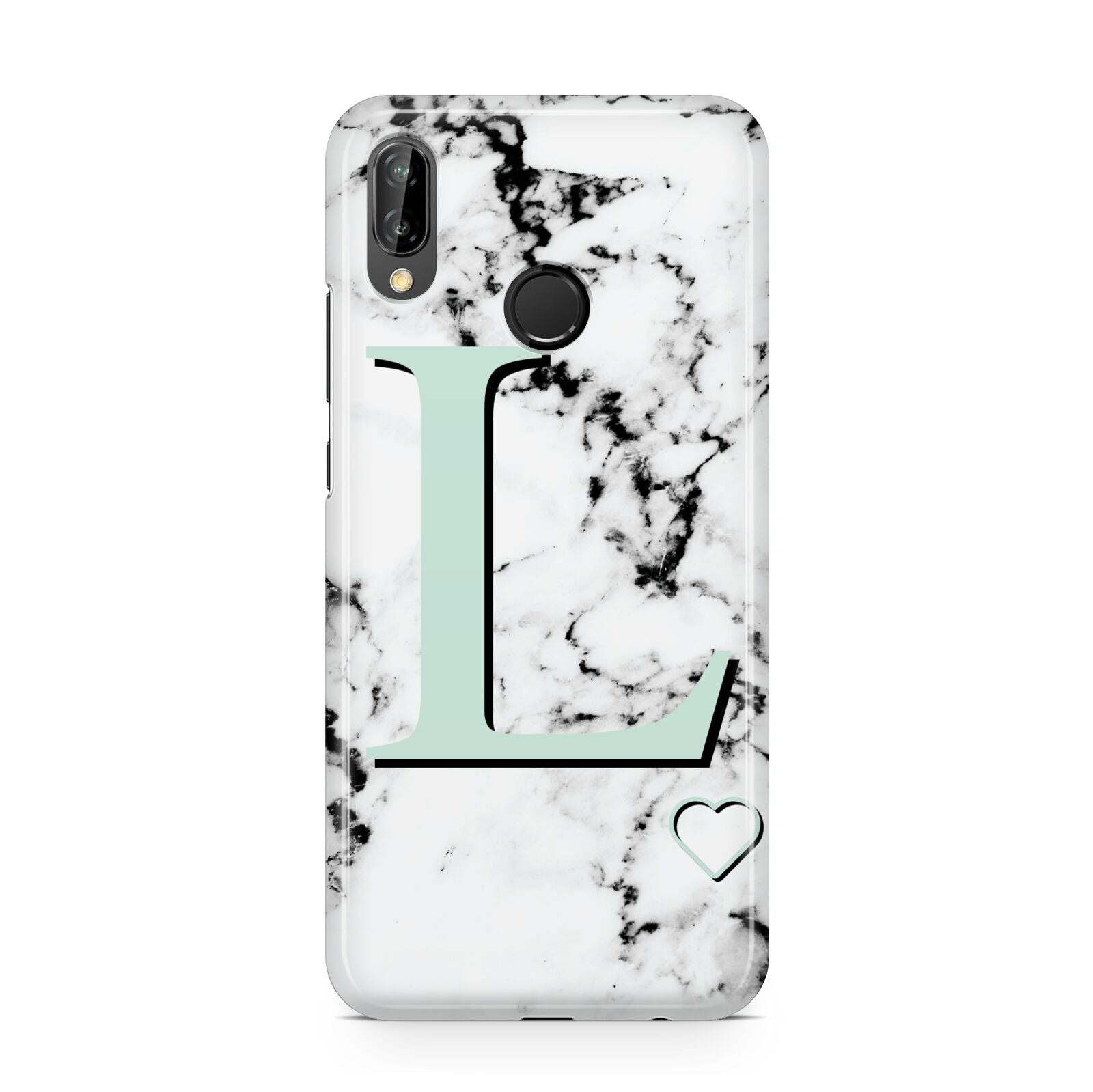 Personalised Mint Monogram Marble Heart Huawei P20 Lite Phone Case