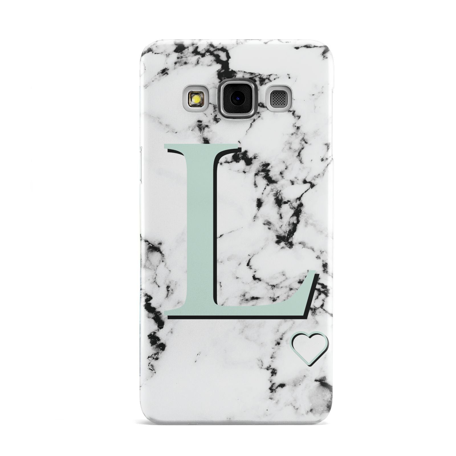 Personalised Mint Monogram Marble Heart Samsung Galaxy A3 Case