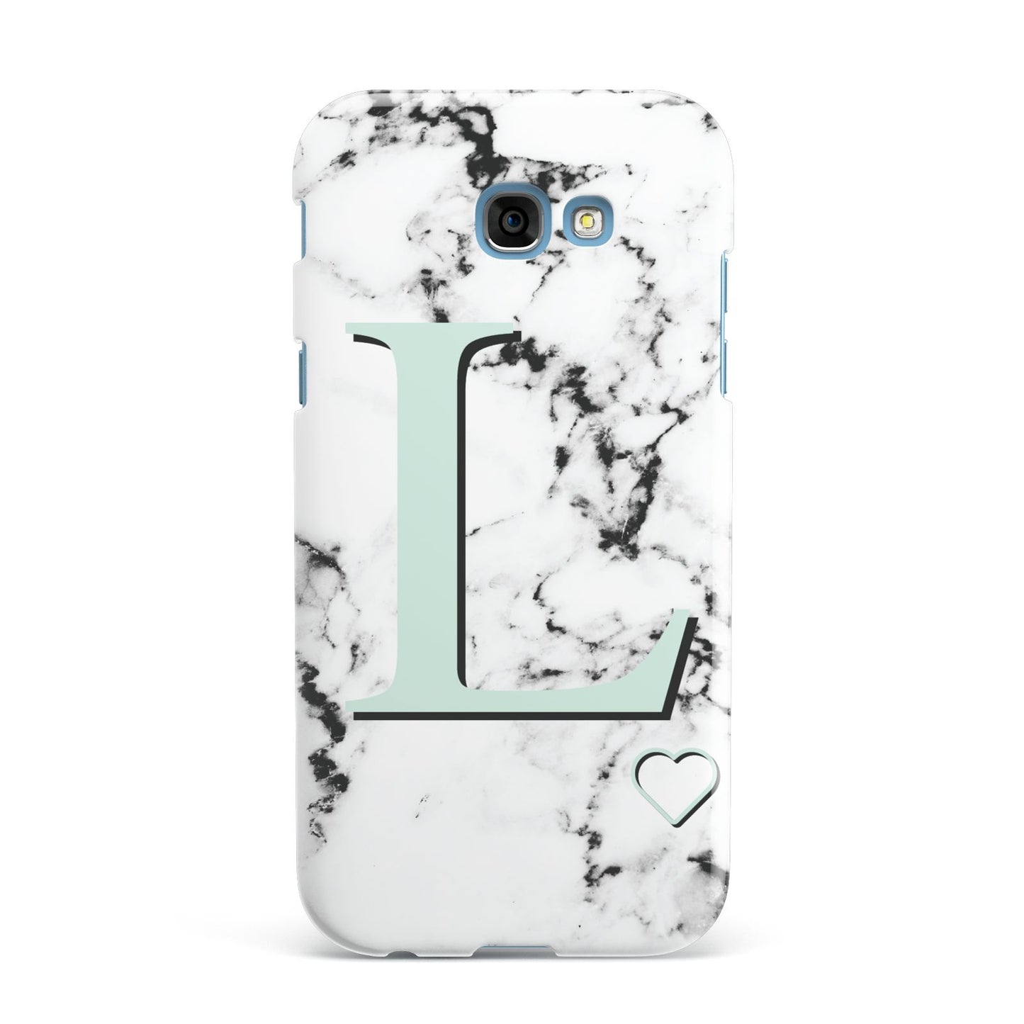 Personalised Mint Monogram Marble Heart Samsung Galaxy A7 2017 Case