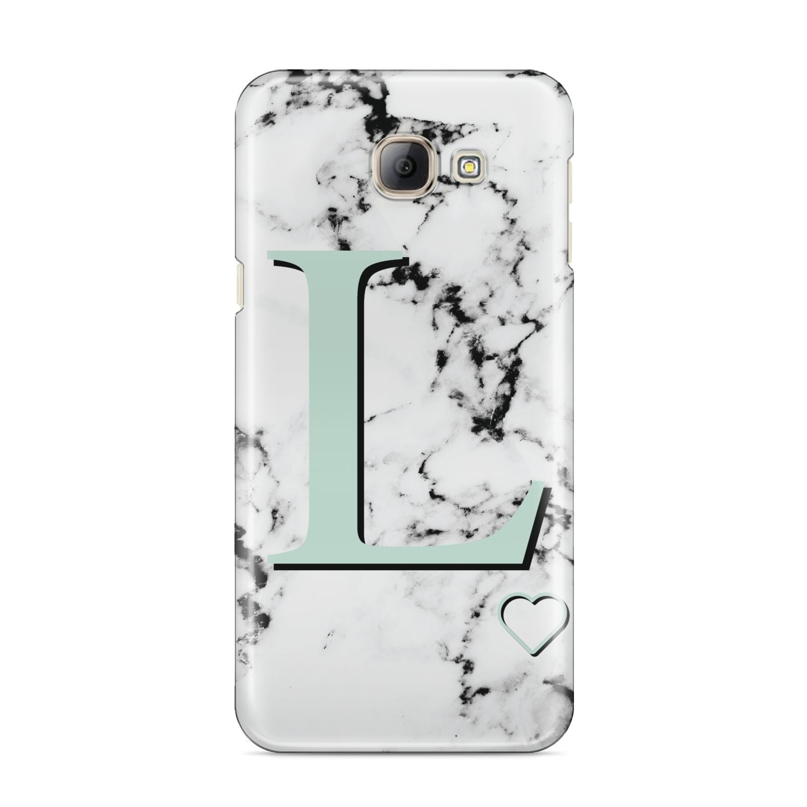 Personalised Mint Monogram Marble Heart Samsung Galaxy A8 2016 Case