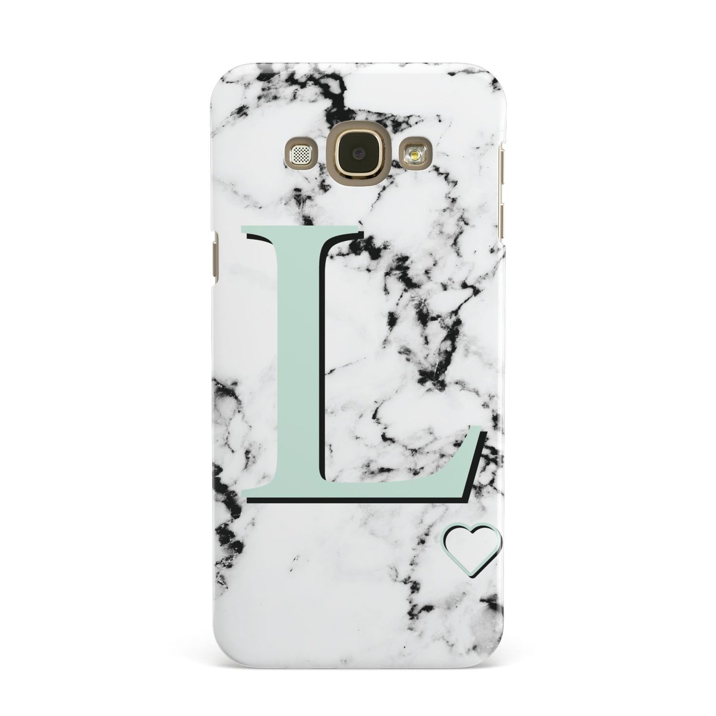 Personalised Mint Monogram Marble Heart Samsung Galaxy A8 Case