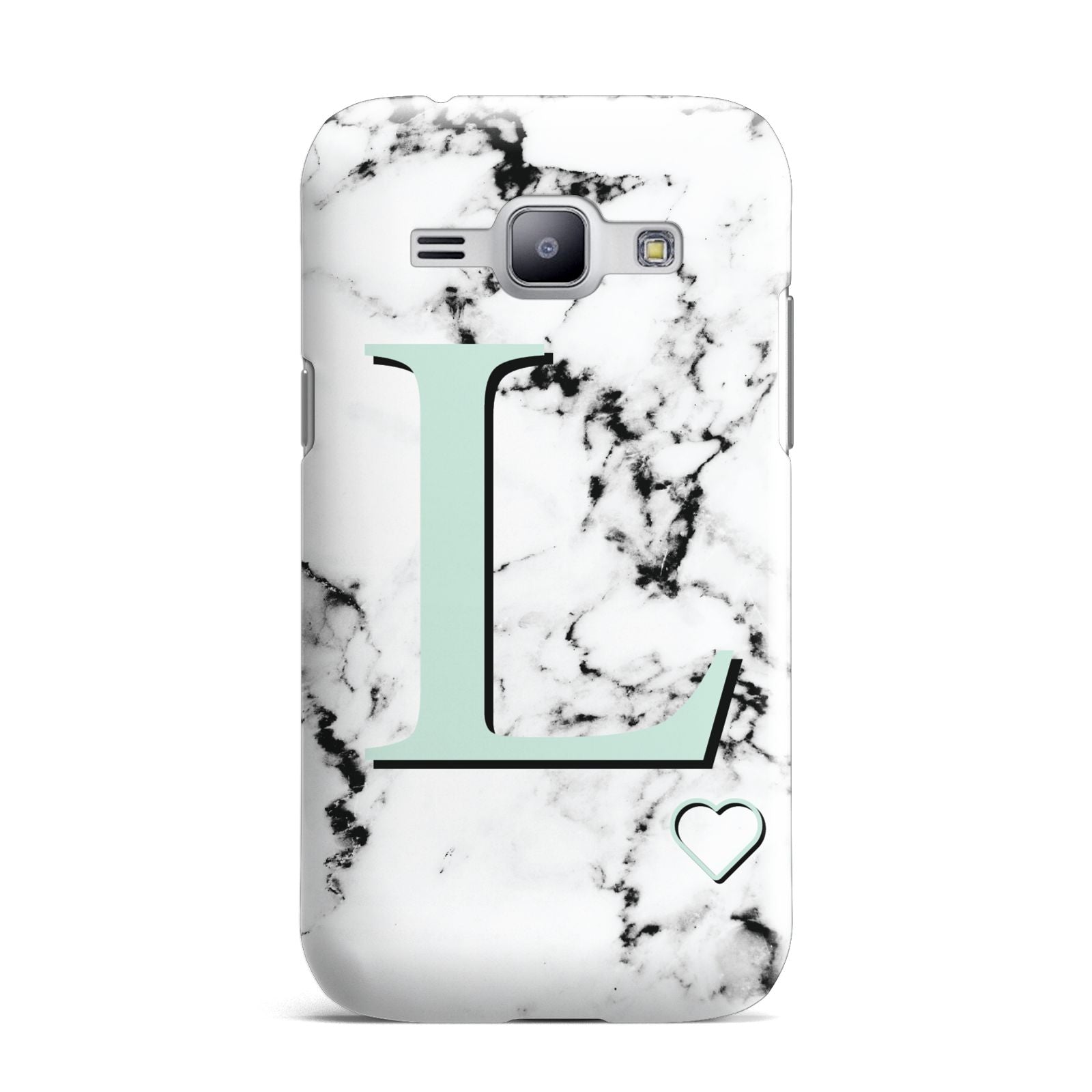 Personalised Mint Monogram Marble Heart Samsung Galaxy J1 2015 Case