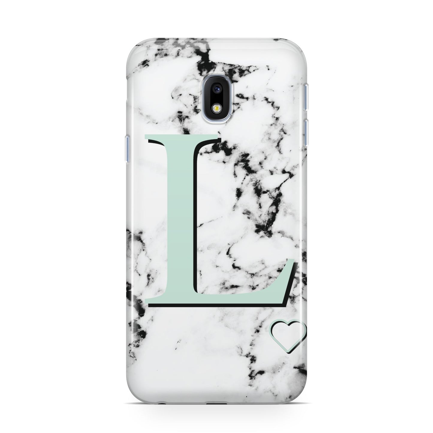 Personalised Mint Monogram Marble Heart Samsung Galaxy J3 2017 Case