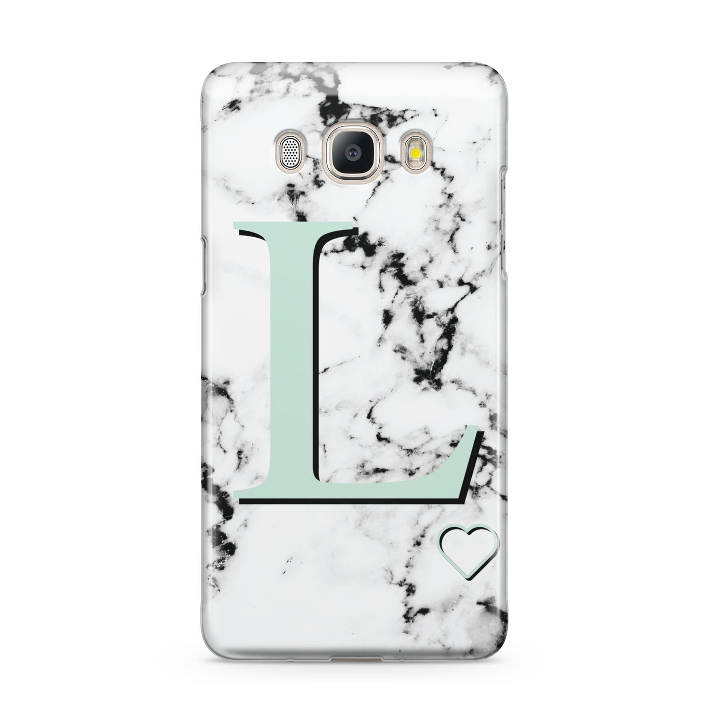 Personalised Mint Monogram Marble Heart Samsung Galaxy J5 2016 Case