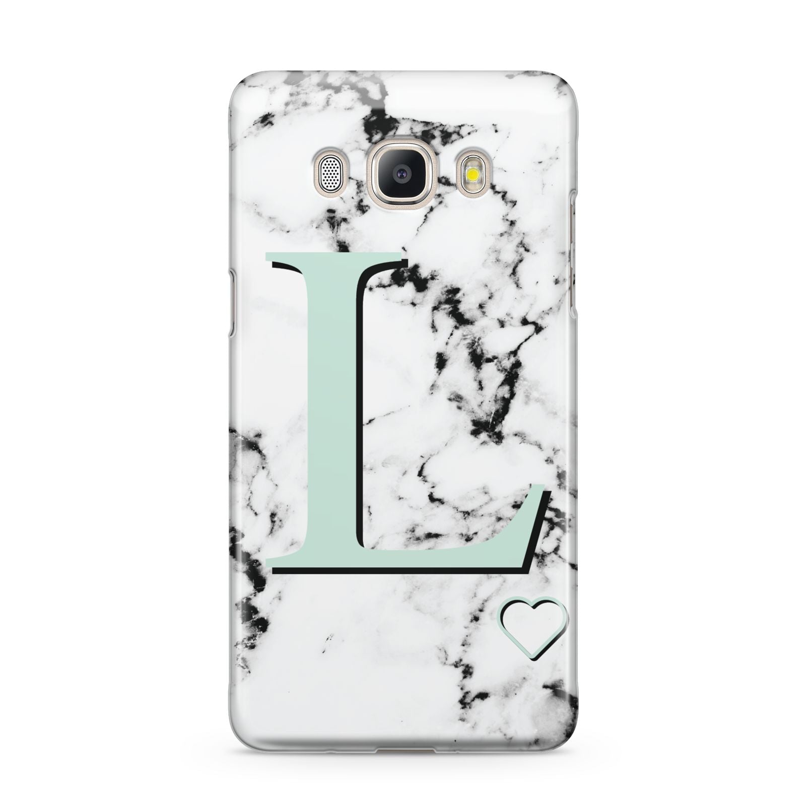 Personalised Mint Monogram Marble Heart Samsung Galaxy J5 2016 Case