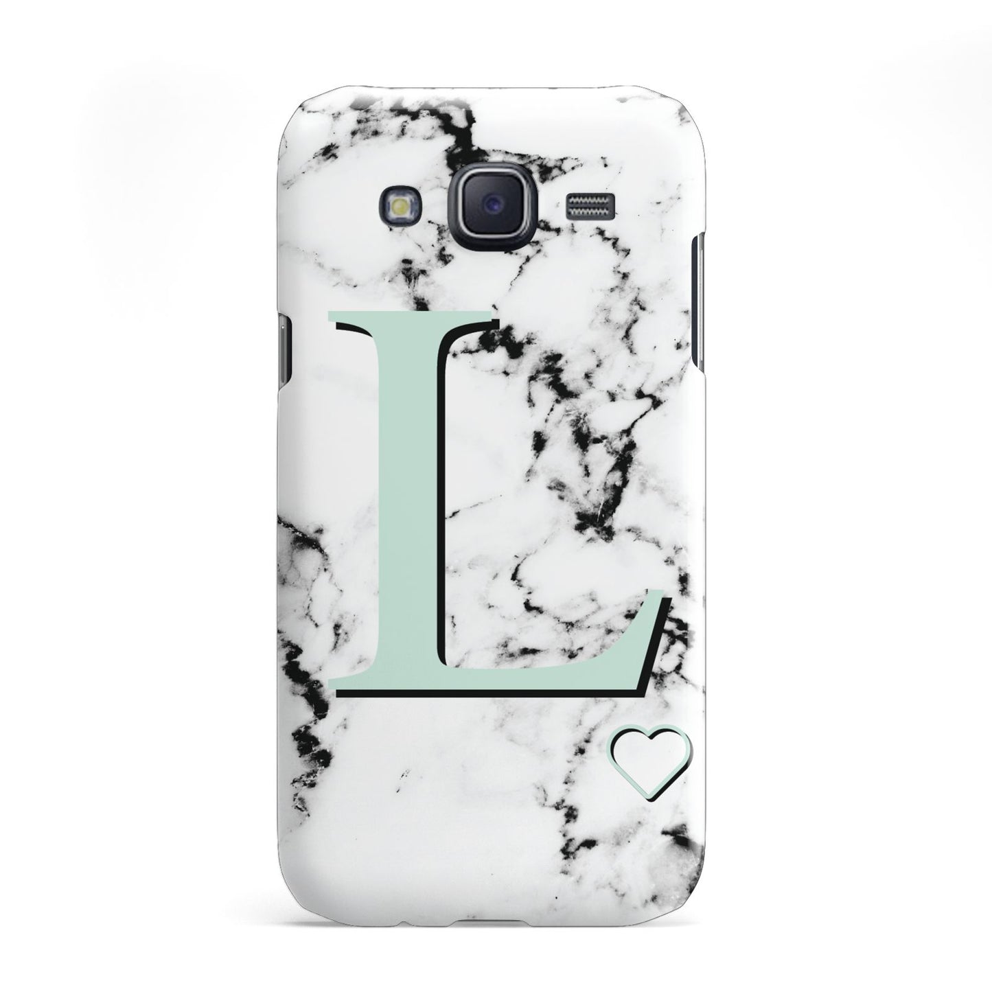 Personalised Mint Monogram Marble Heart Samsung Galaxy J5 Case