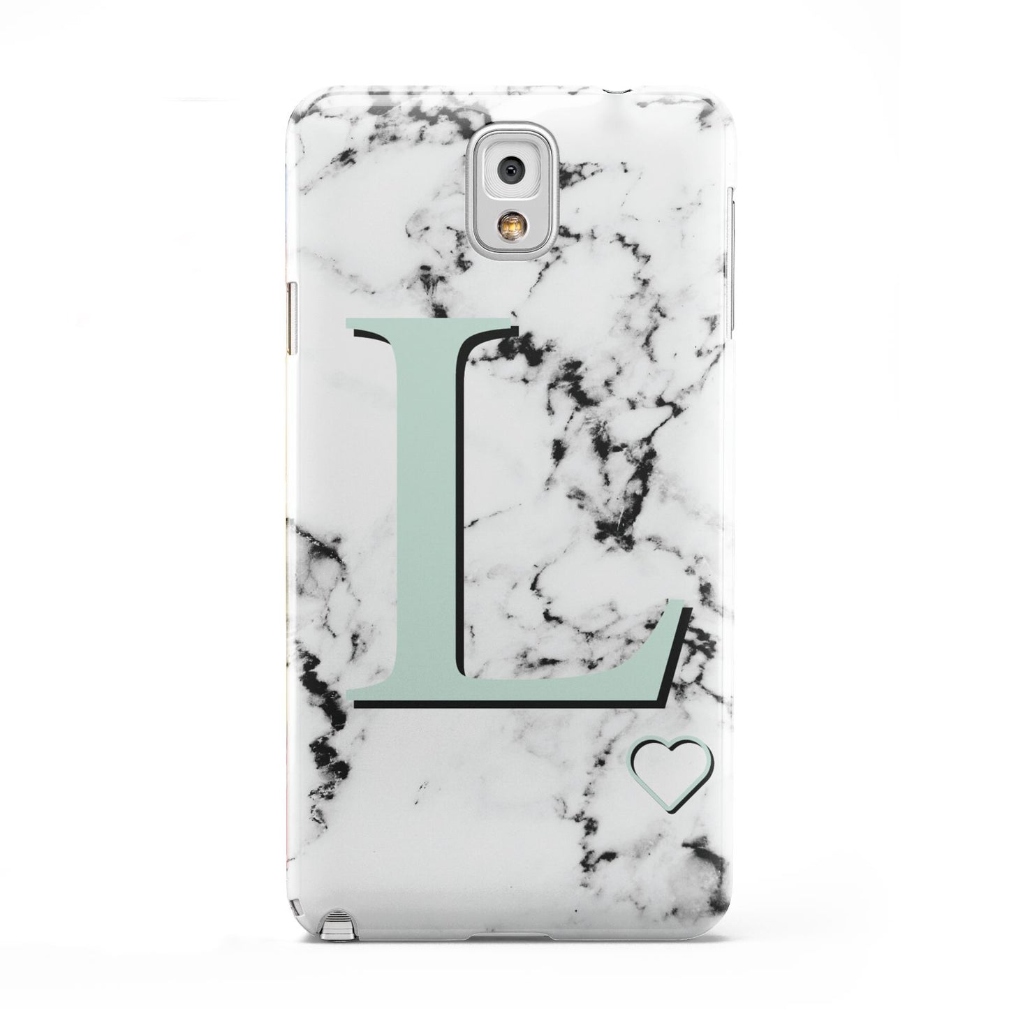 Personalised Mint Monogram Marble Heart Samsung Galaxy Note 3 Case