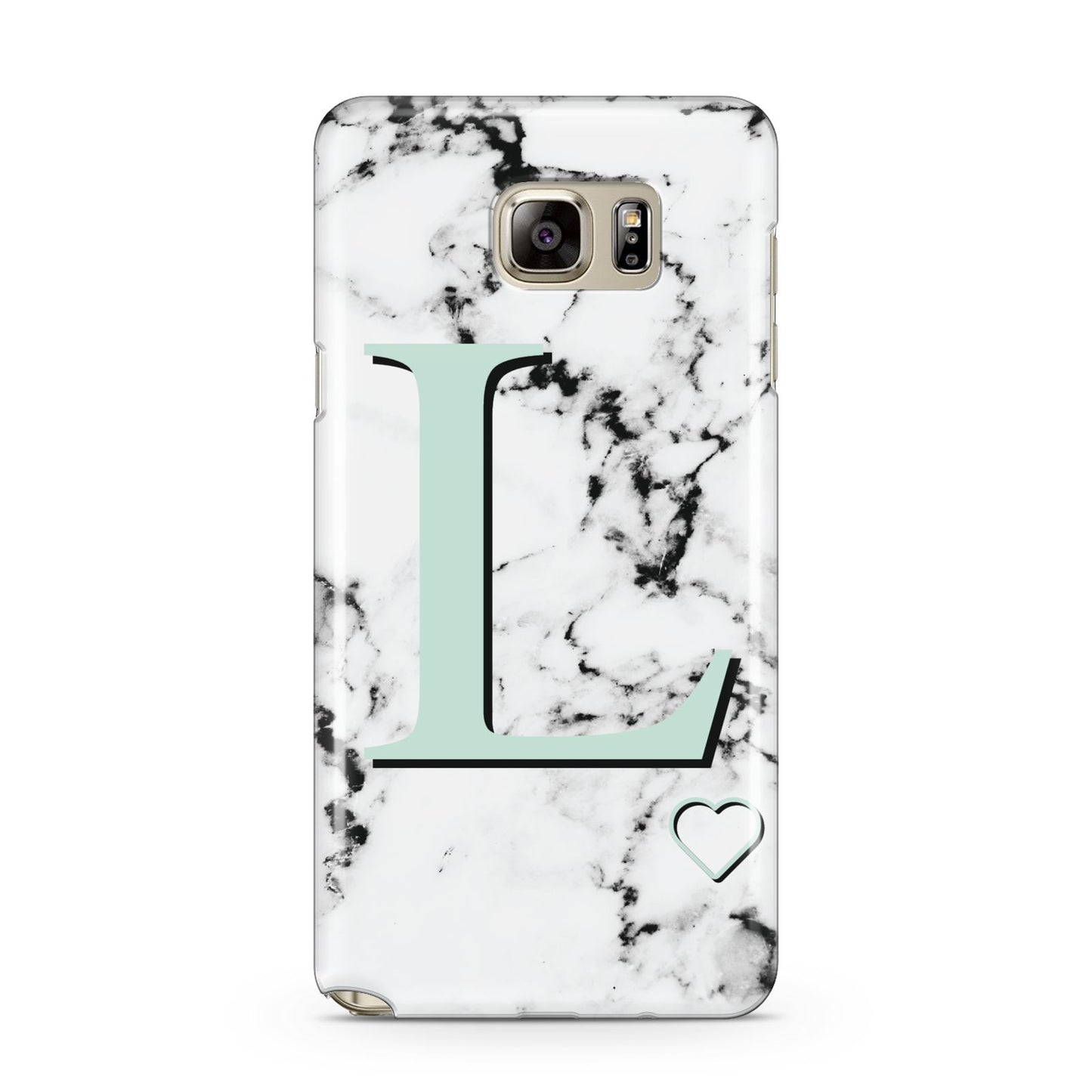 Personalised Mint Monogram Marble Heart Samsung Galaxy Note 5 Case