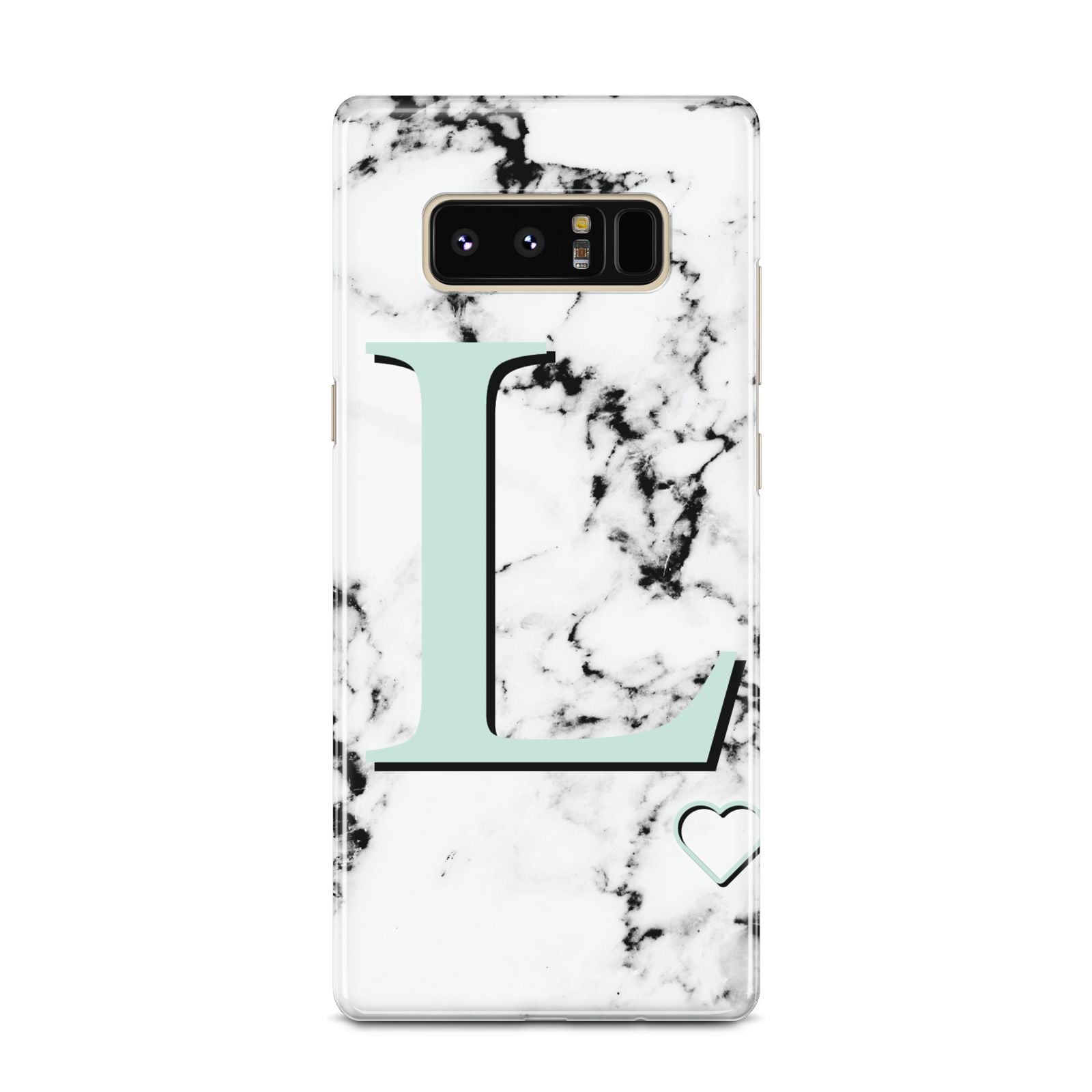 Personalised Mint Monogram Marble Heart Samsung Galaxy Note 8 Case