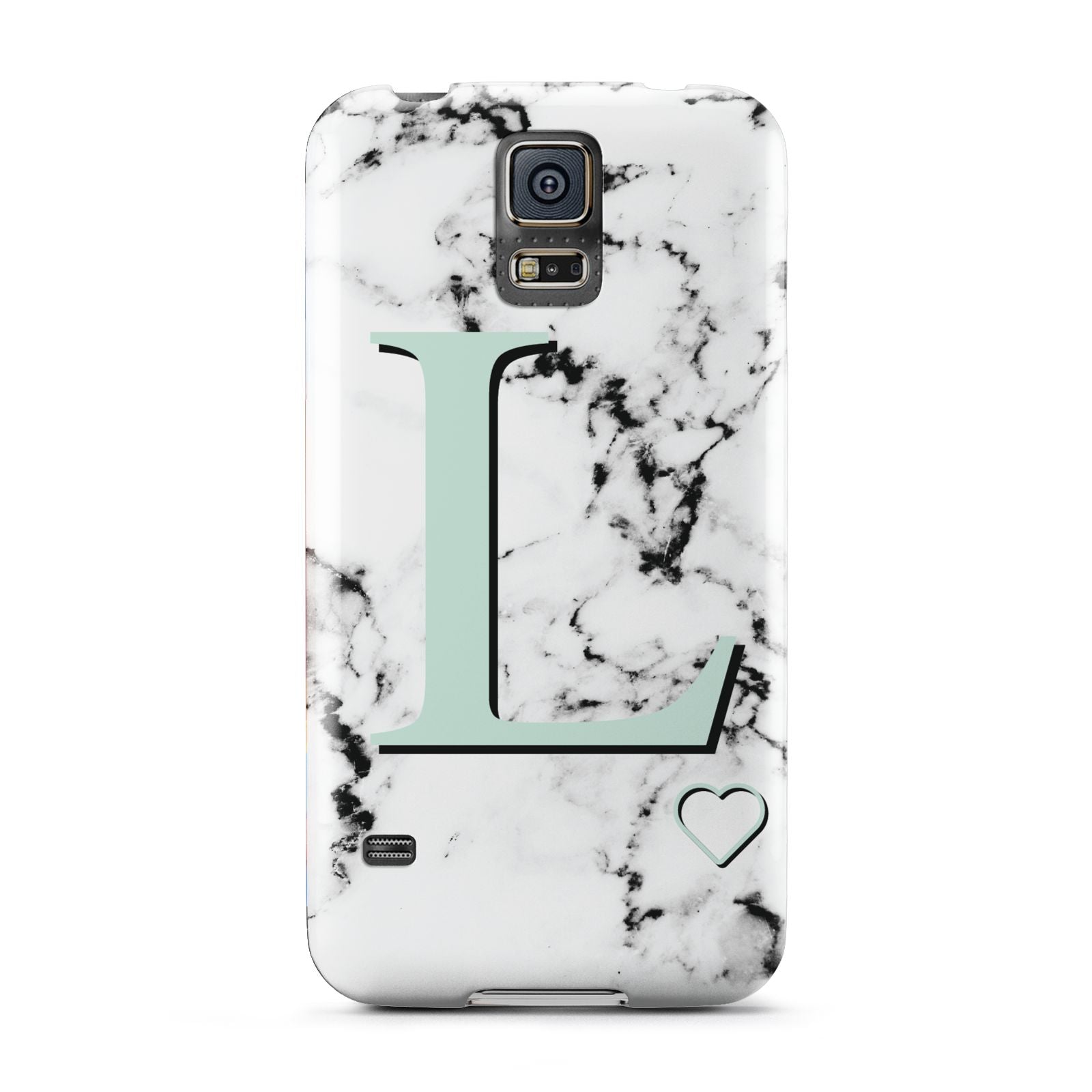 Personalised Mint Monogram Marble Heart Samsung Galaxy S5 Case