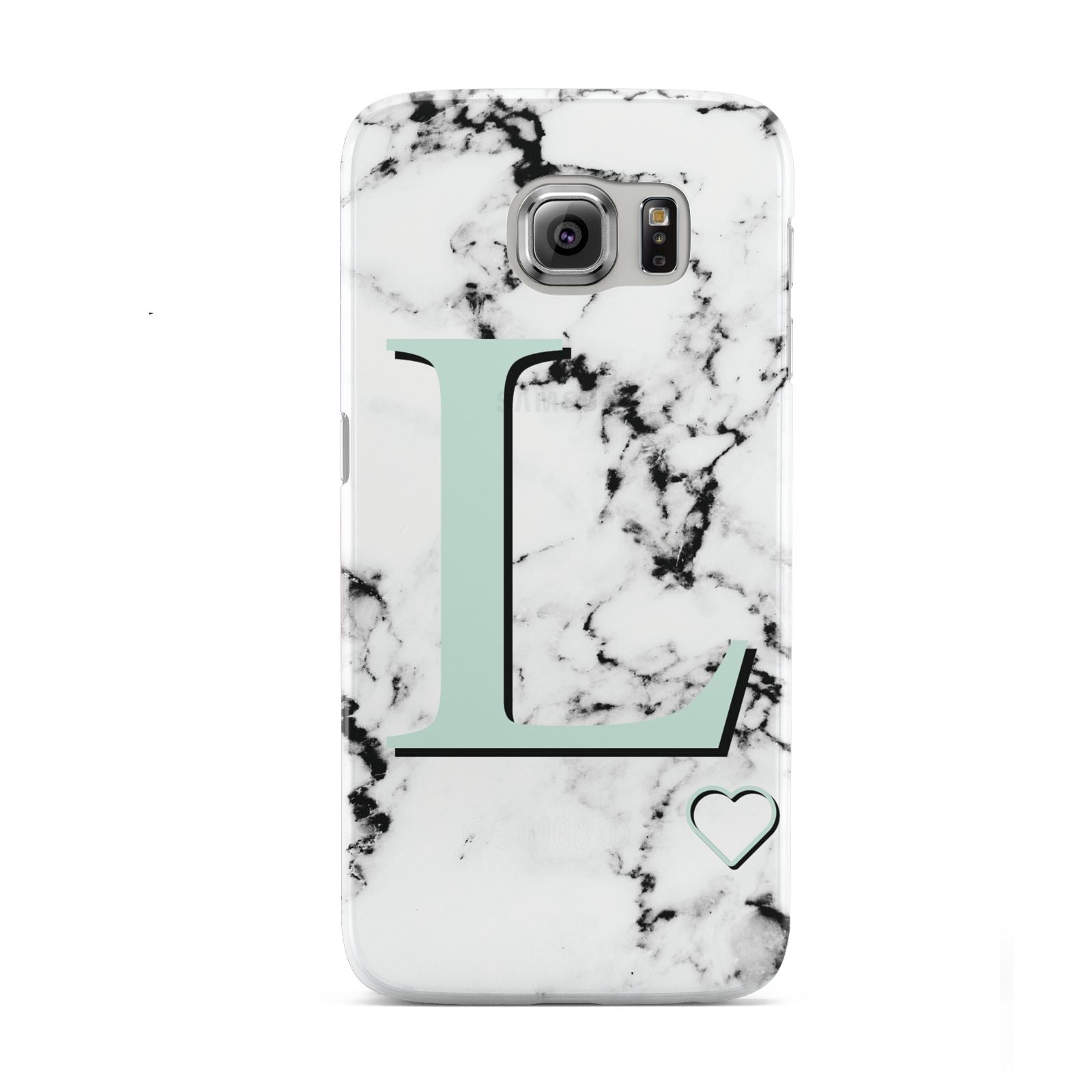 Personalised Mint Monogram Marble Heart Samsung Galaxy S6 Case