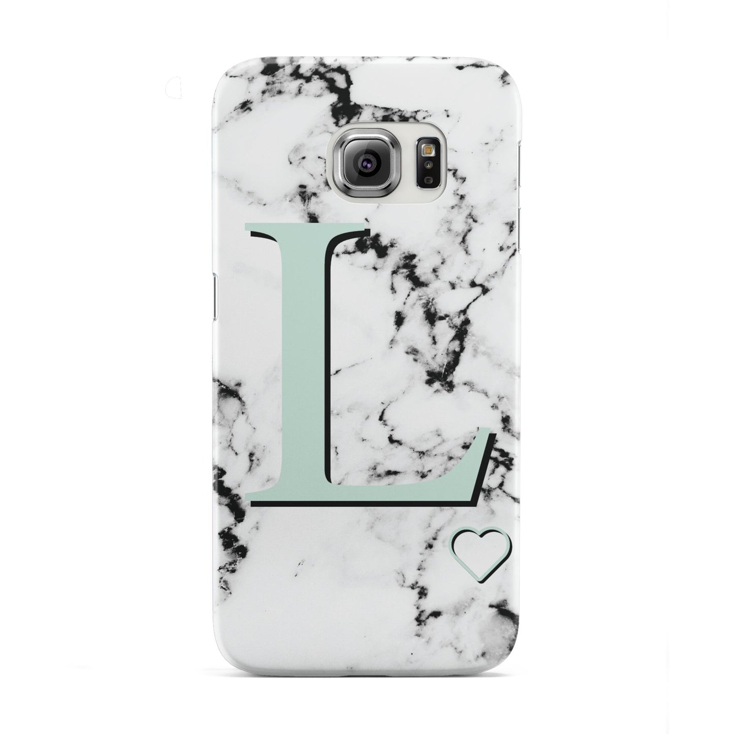 Personalised Mint Monogram Marble Heart Samsung Galaxy S6 Edge Case